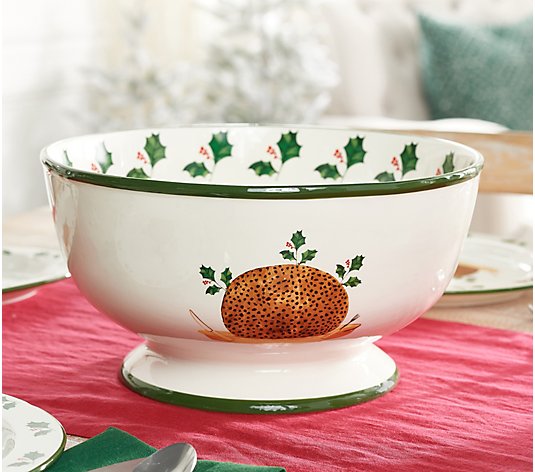 Ebenezer & Co. Ceramic Holiday Punch Bowl