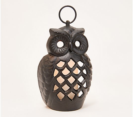 Martha Stewart Cast Iron Indoor/Outdoor Owl with LED Candle