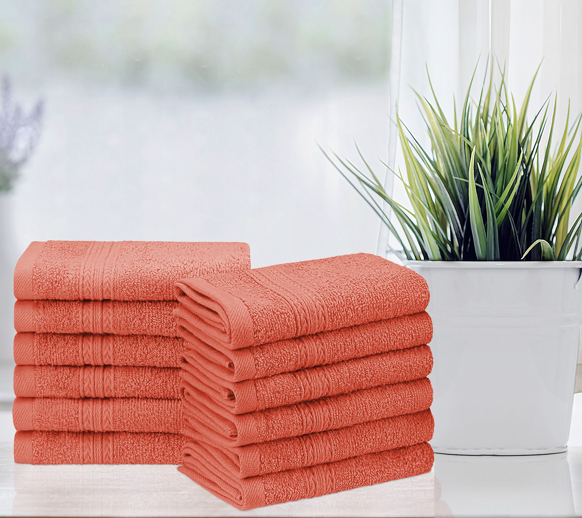 Superior Cotton 12 Piece Solid Absorbent Face Towel Set