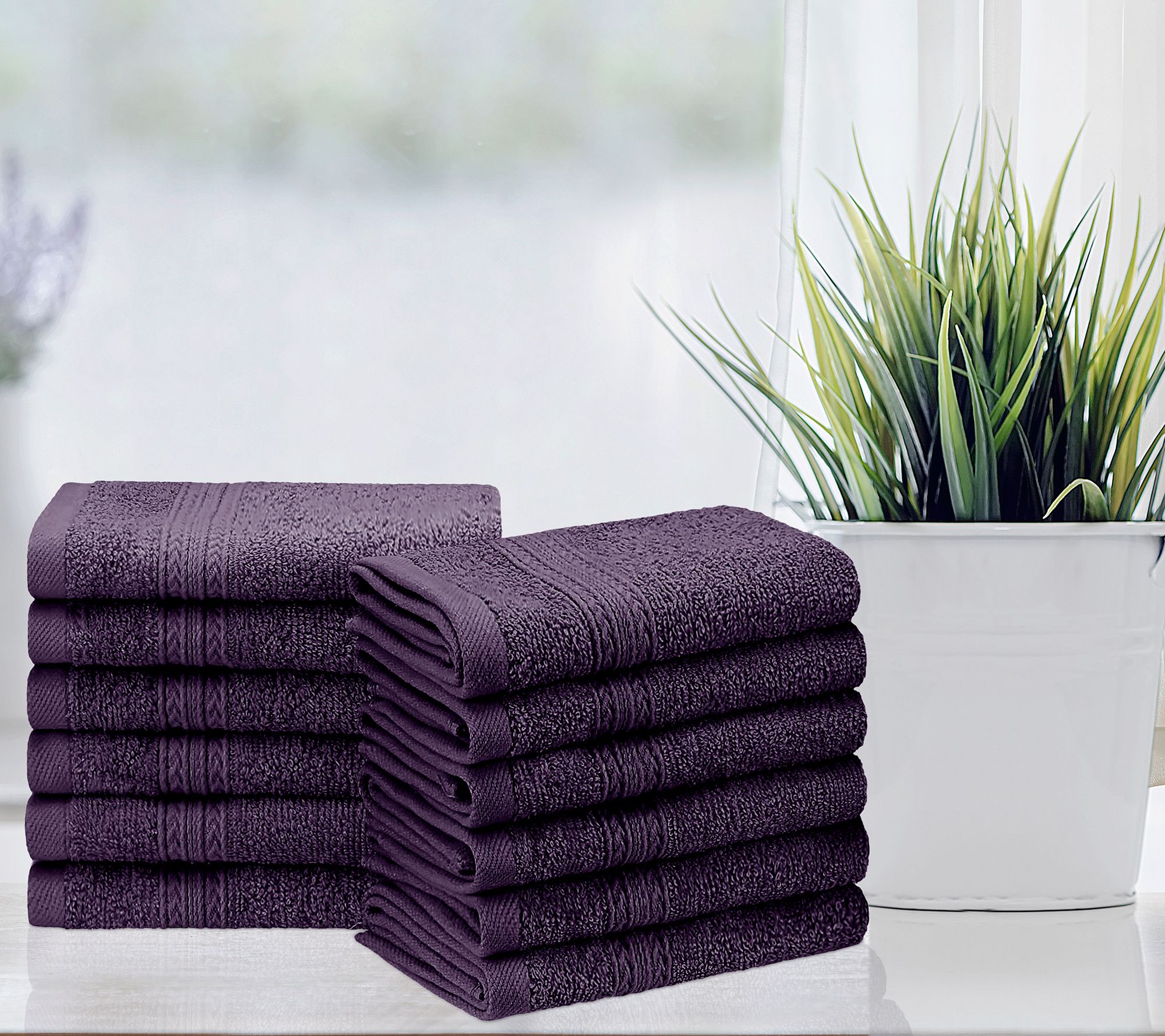 Superior Cotton 12 Piece Solid Absorbent Face Towel Set