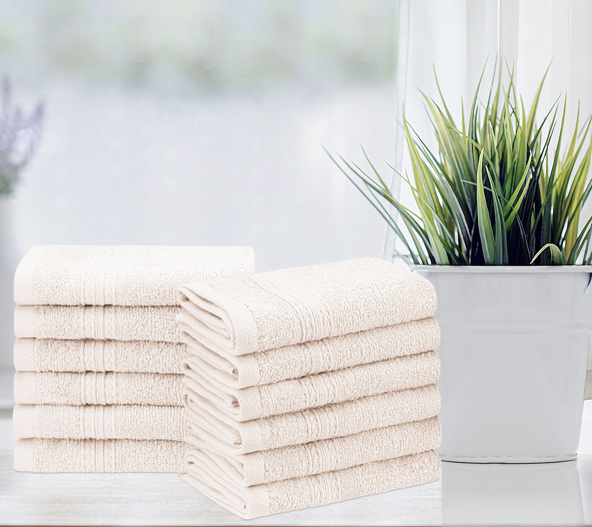 Superior Cotton 12 Piece Solid Absorbent Face Towel Set