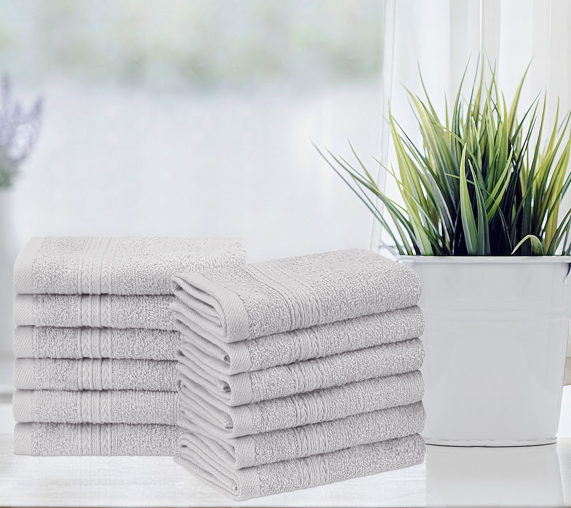 Superior Cotton 12 Piece Solid Absorbent Face Towel Set