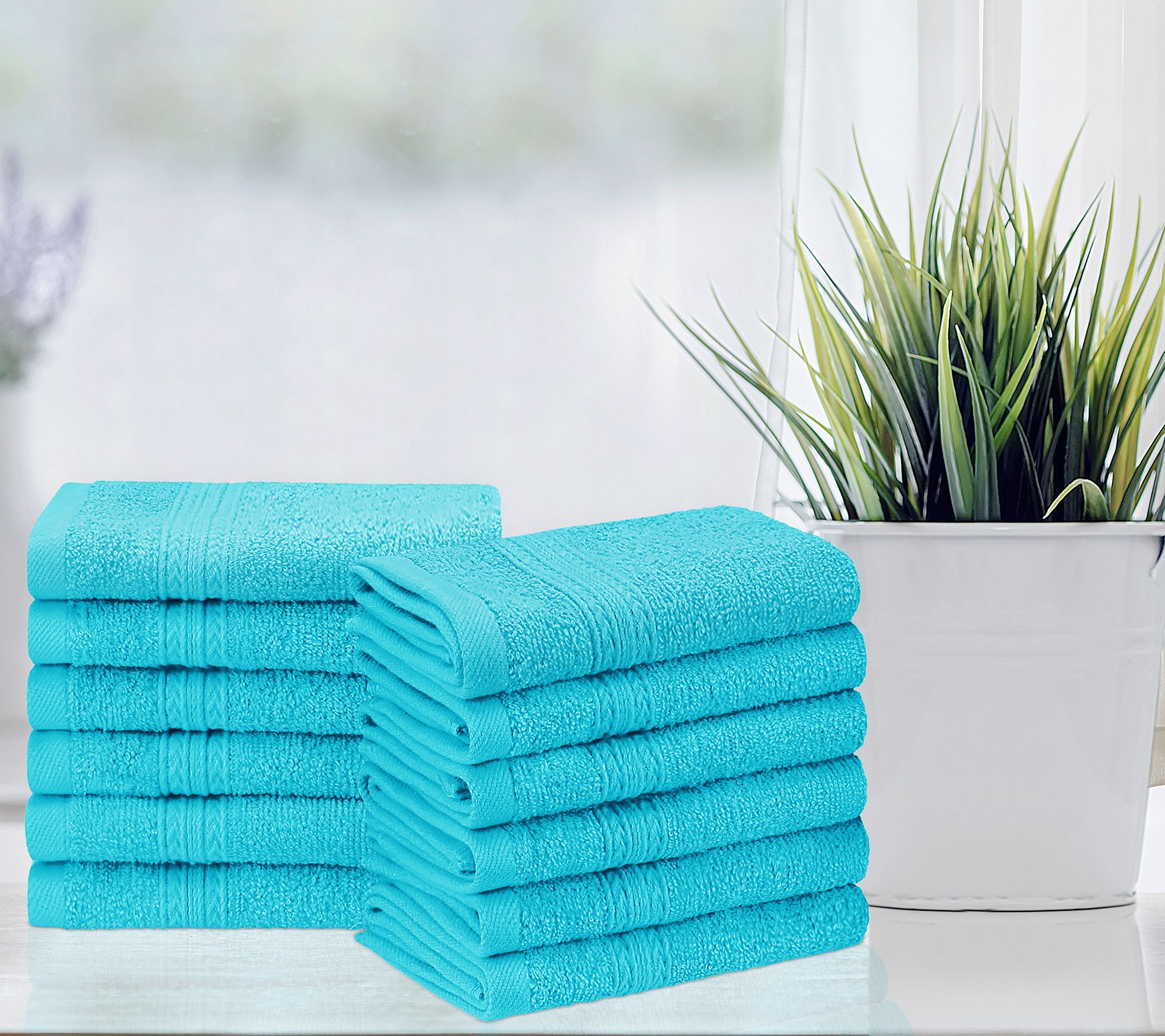 Superior Cotton 12 Piece Solid Absorbent Face Towel Set