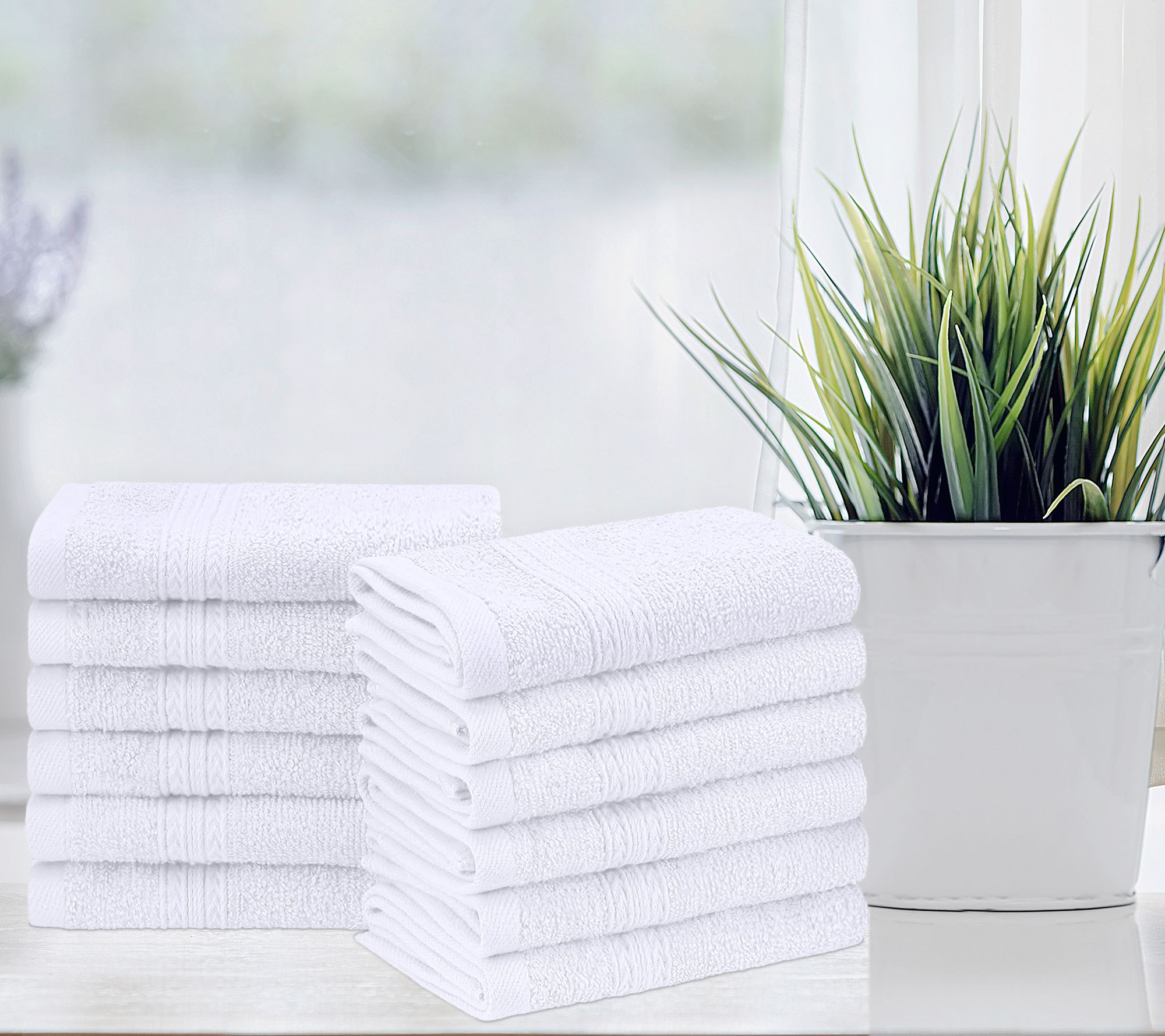 Superior Cotton 12 Piece Solid Absorbent Face Towel Set