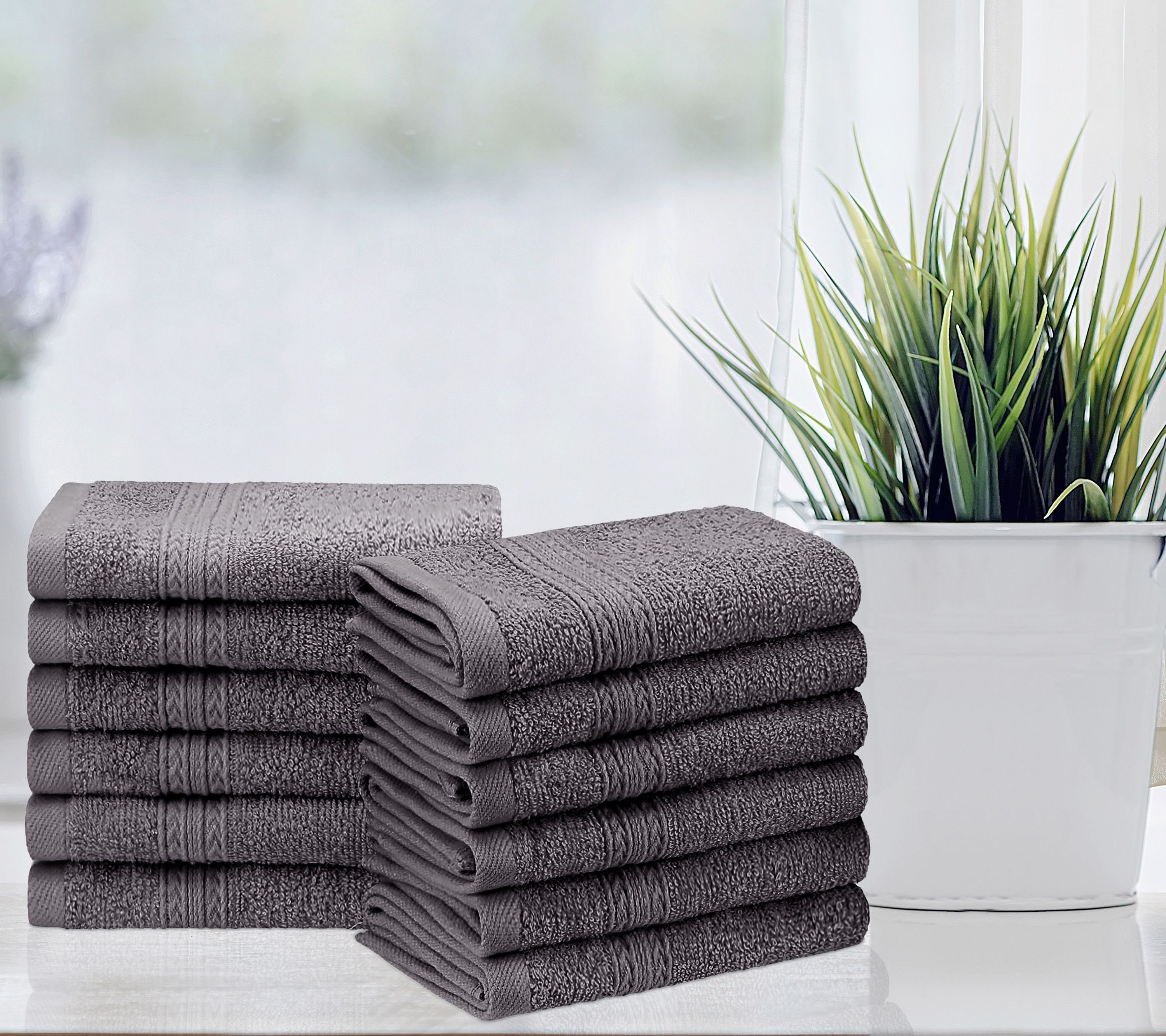 Superior Cotton 12 Piece Solid Absorbent Face Towel Set