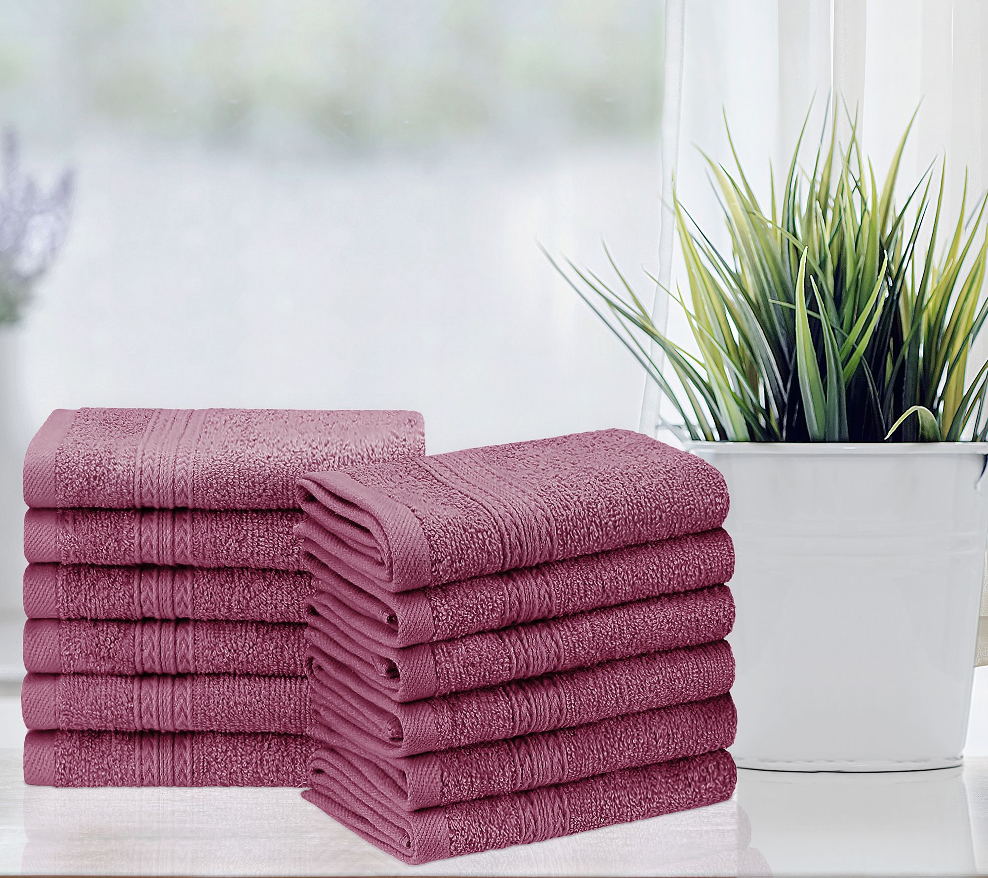 Superior Cotton 12 Piece Solid Absorbent Face Towel Set