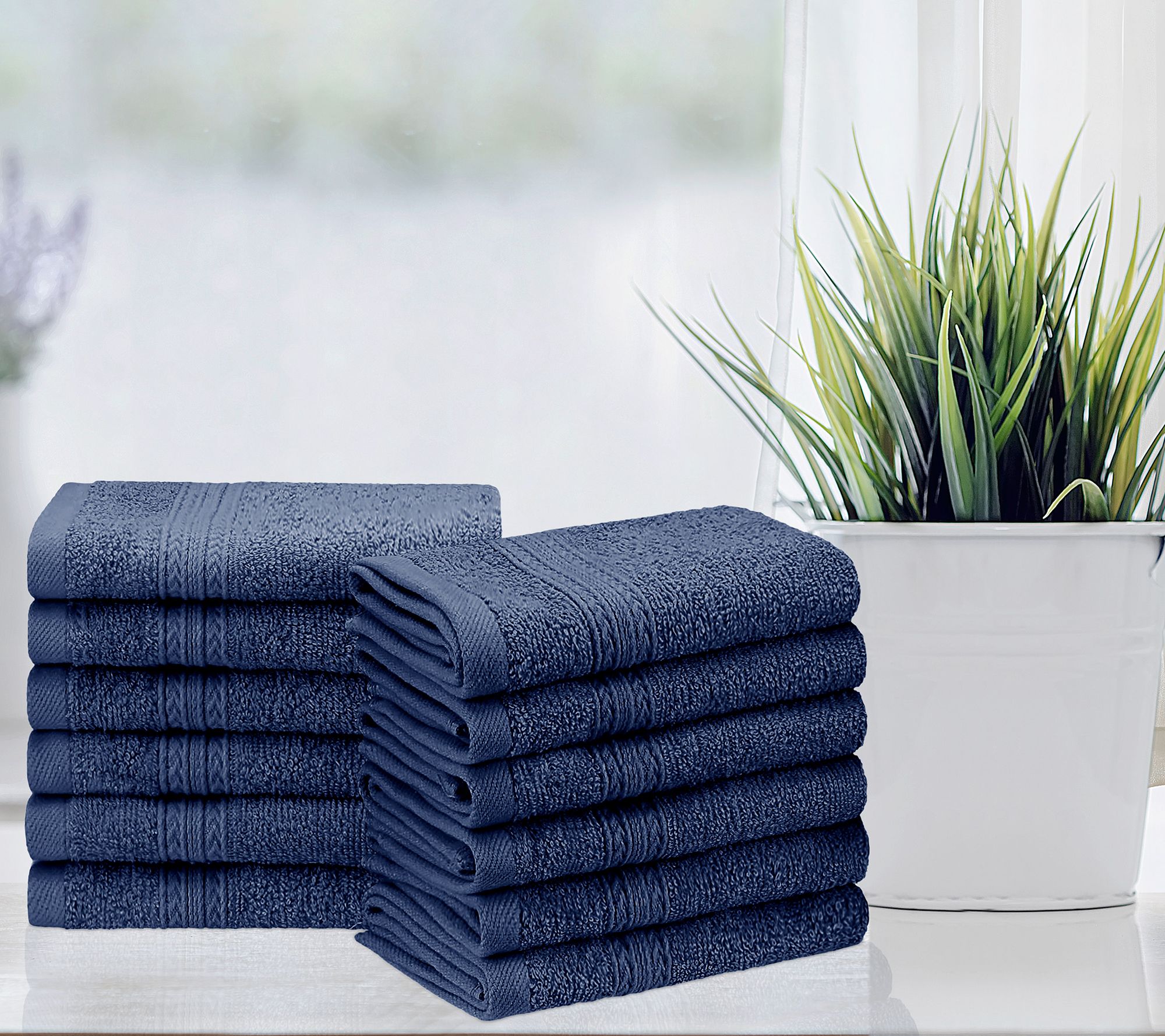 Superior Cotton 12 Piece Solid Absorbent Face Towel Set