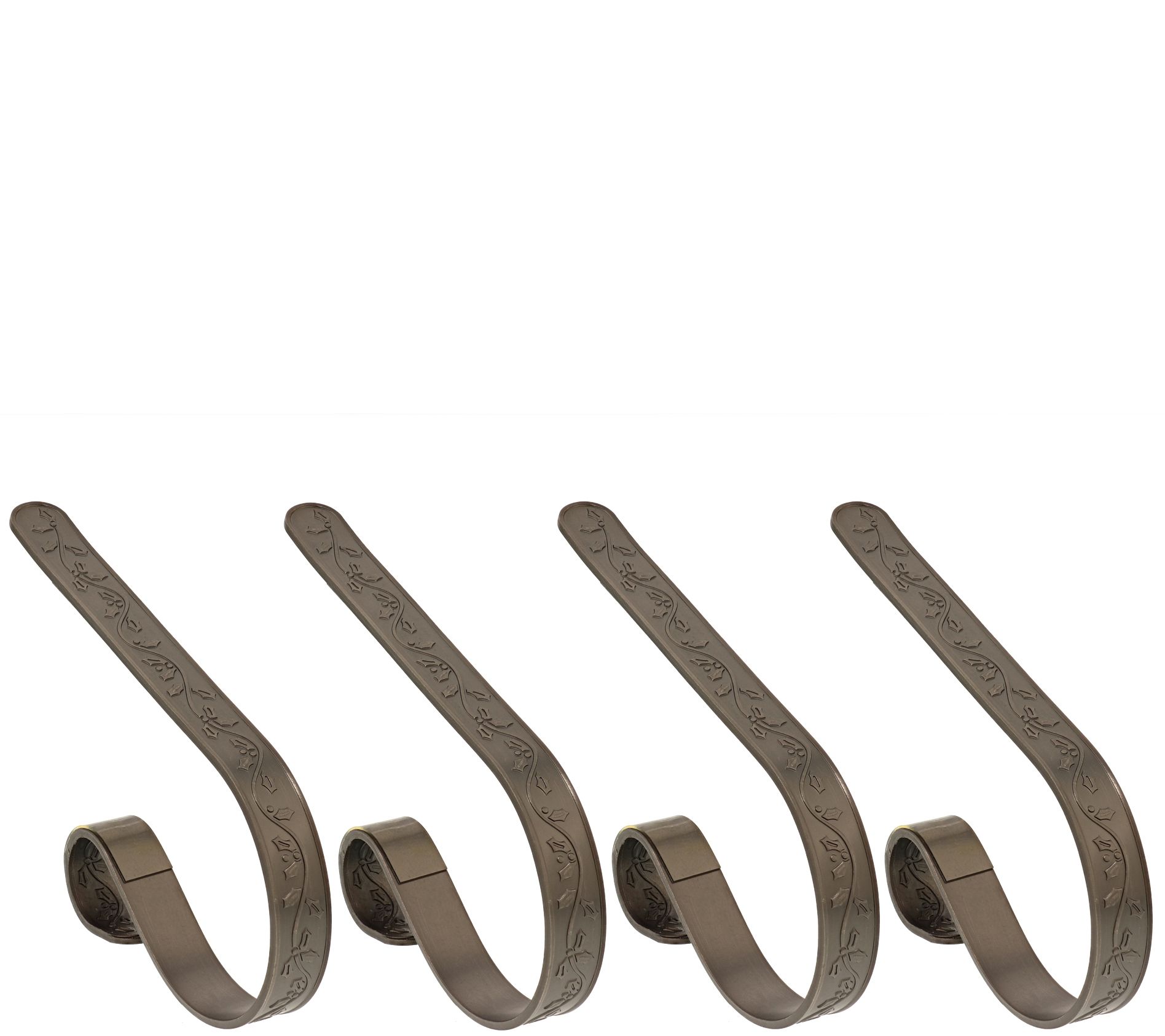 Haute Decor S/4 Embossed Holly MantleClip Stocking Holders