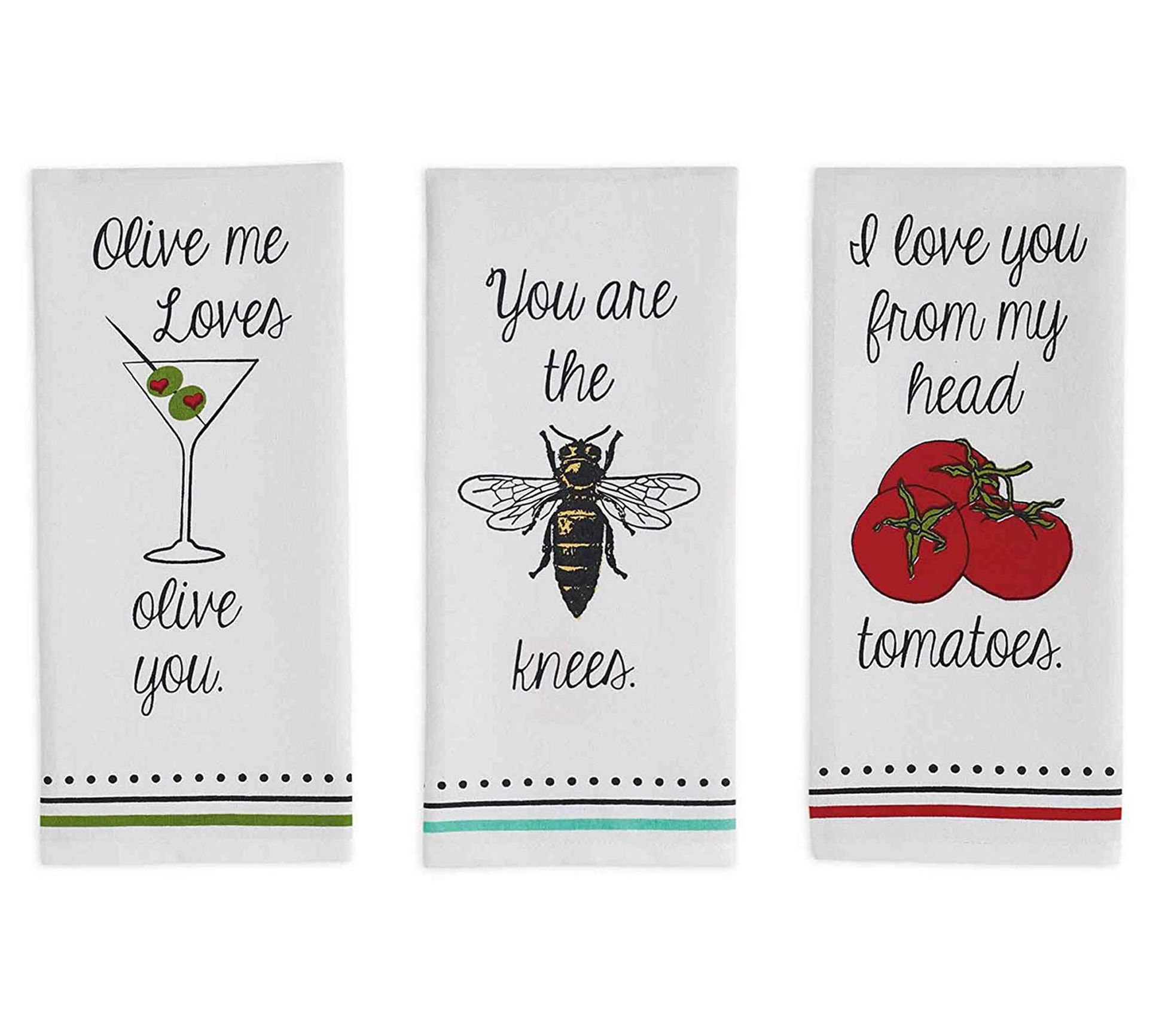 Design Imports Set of 3 Love You Printed Kitchen Towels
