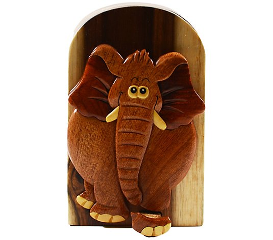 Carver Dan's Elephant Puzzle Box with Magnet Closures