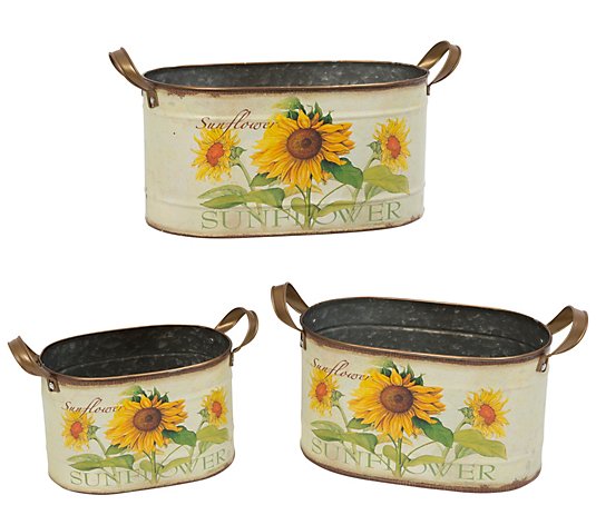 Metal Nesting Sunflower Decorative Buckets by Gerson Co.