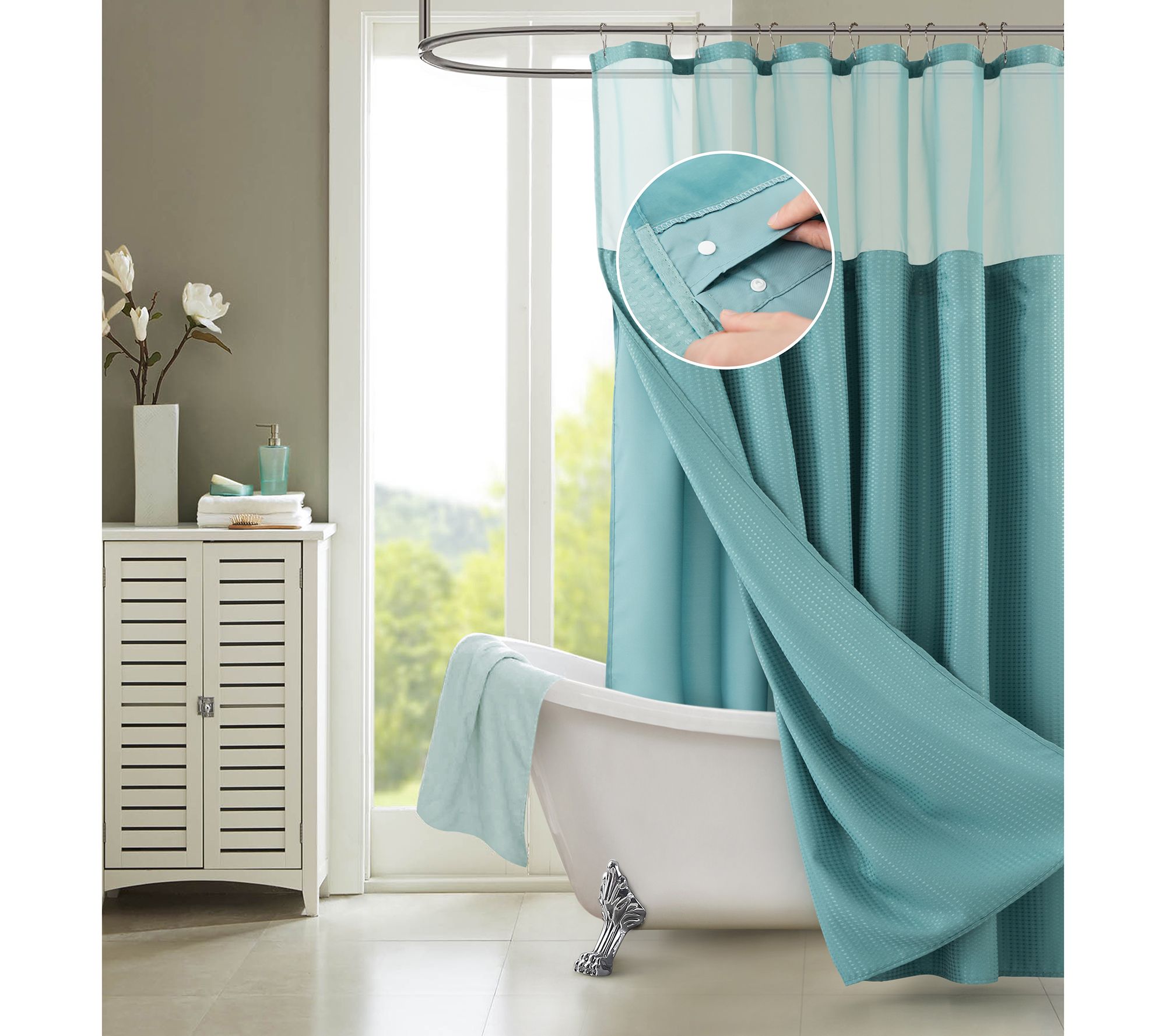 Dainty Home Waffle Shower Curtain with Detachable Liner