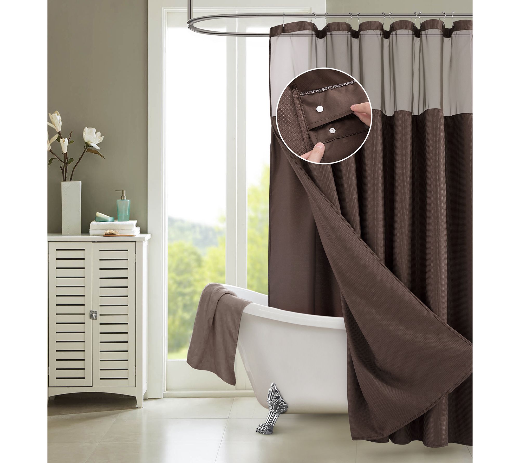 Dainty Home Waffle Shower Curtain with Detachable Liner