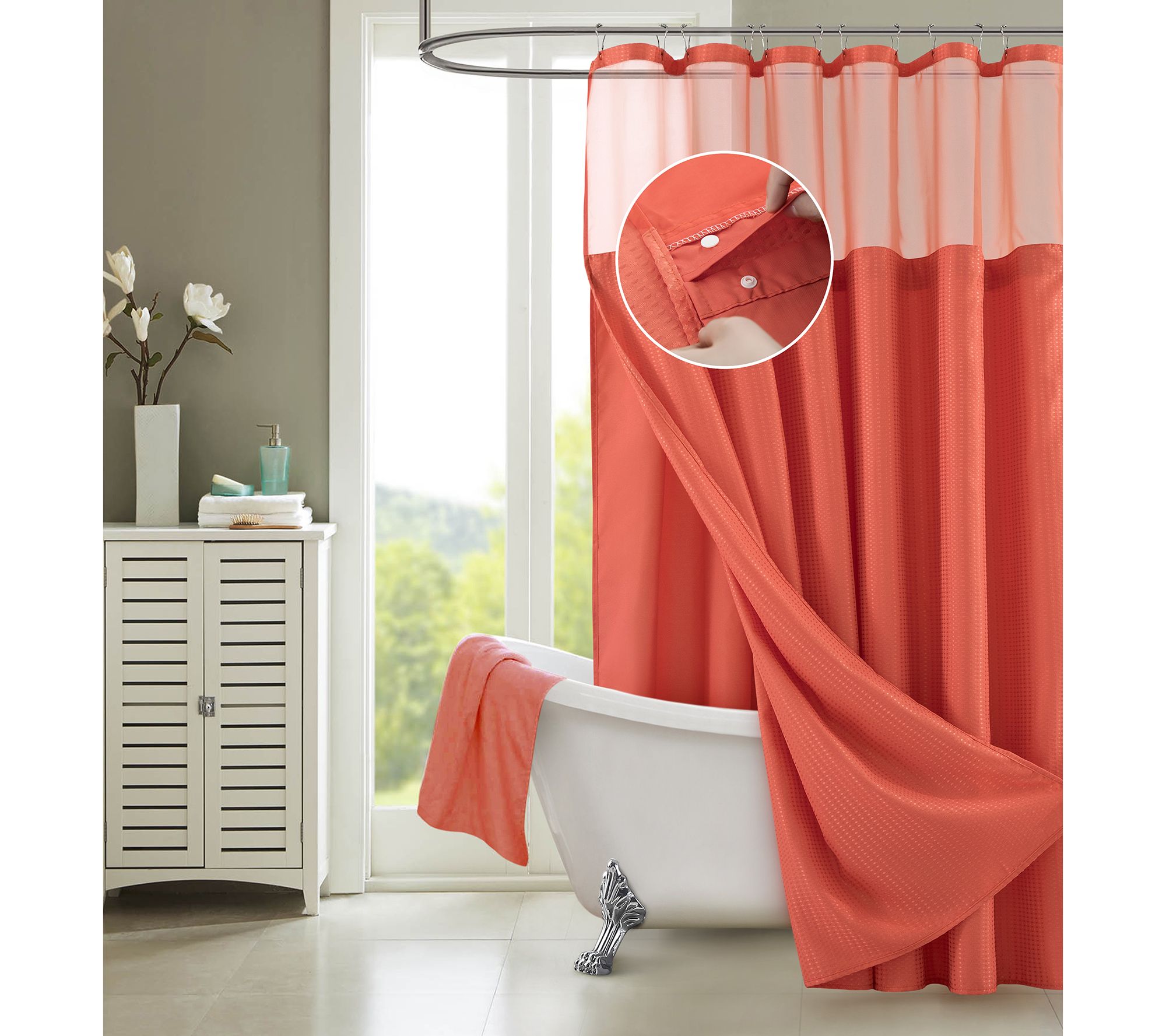 Dainty Home Waffle Shower Curtain with Detachable Liner