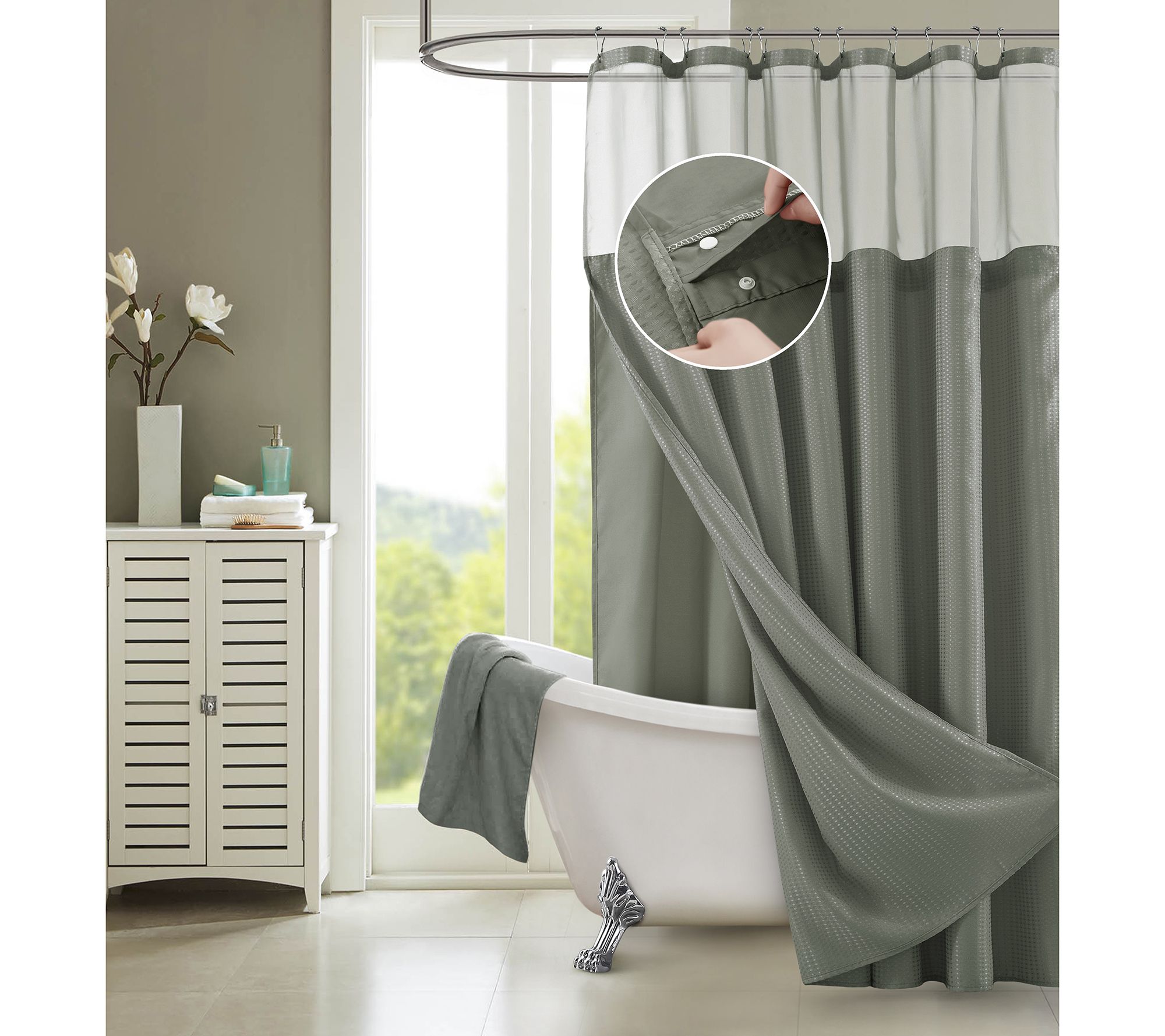Dainty Home Waffle Shower Curtain with Detachable Liner