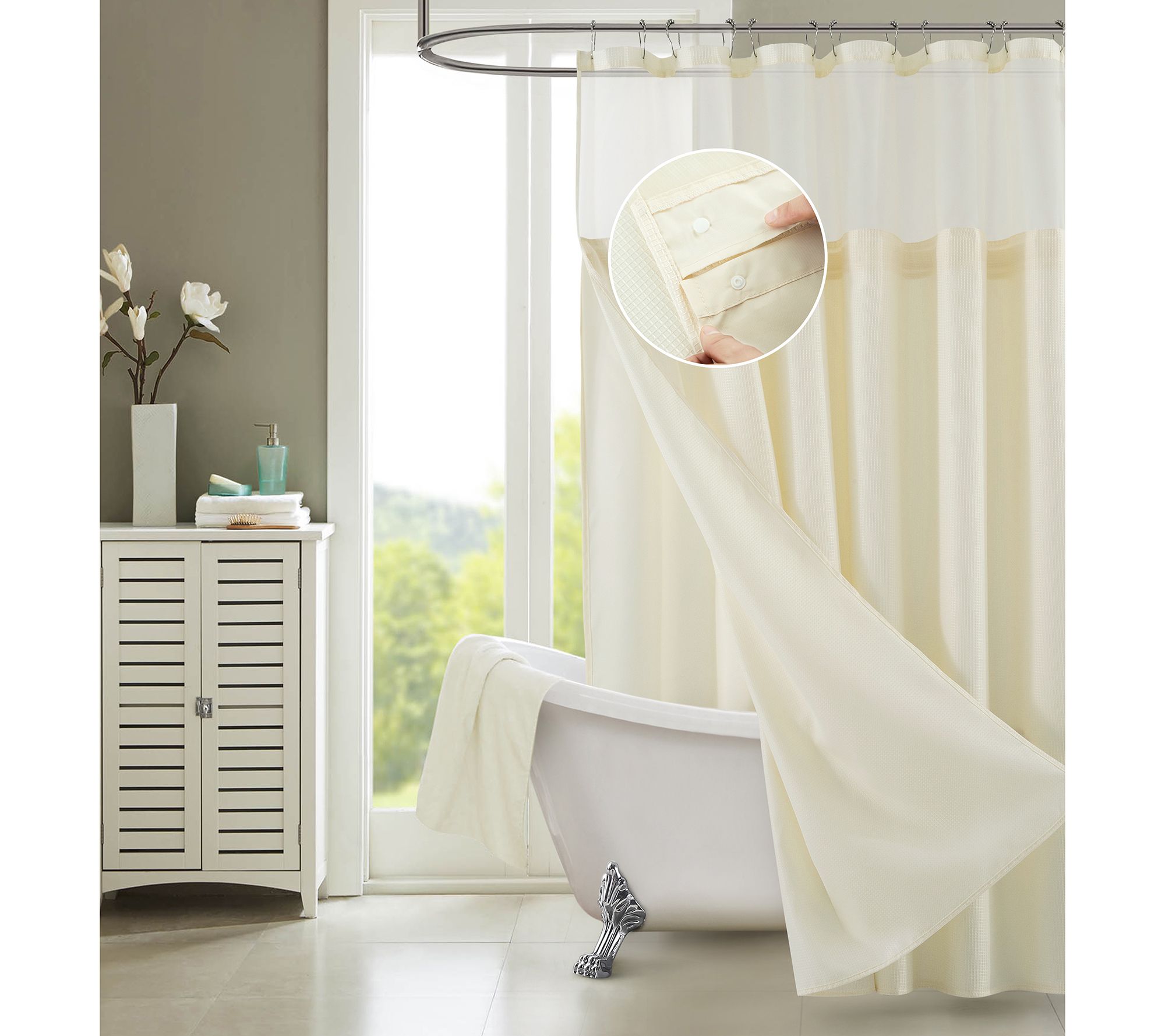 Dainty Home Waffle Shower Curtain with Detachable Liner