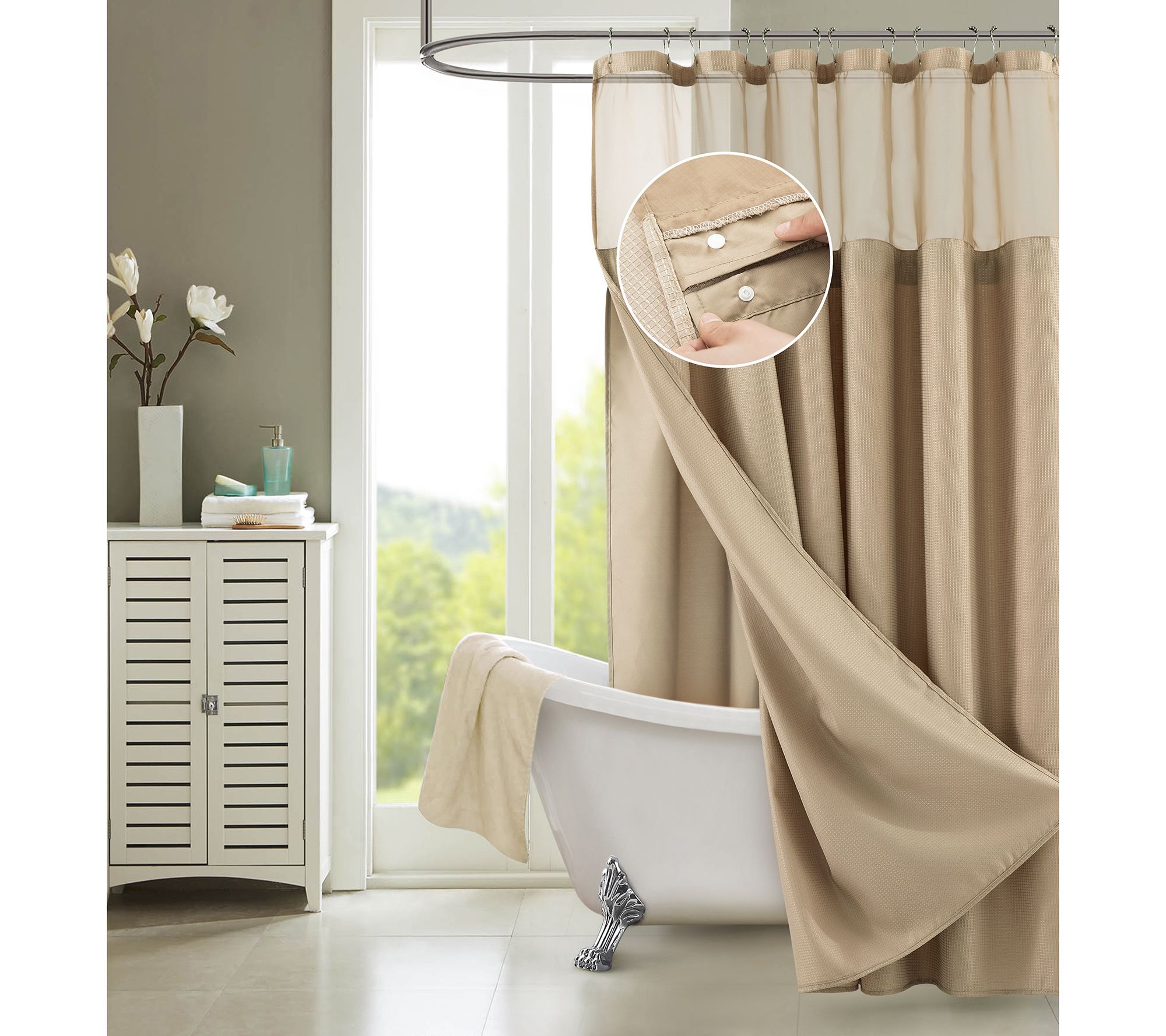 Dainty Home Waffle Shower Curtain with Detachable Liner