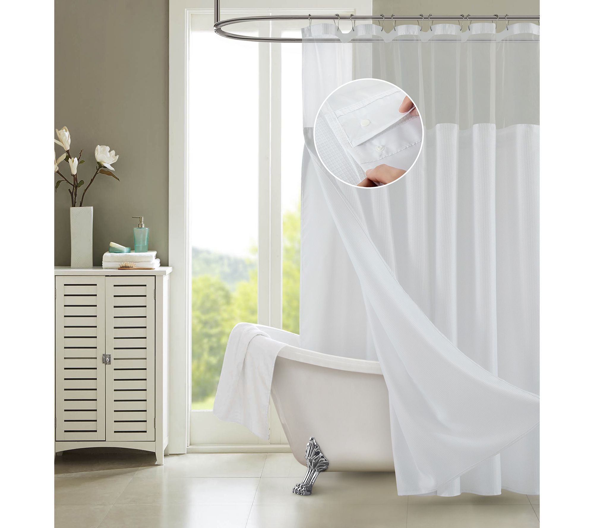 Dainty Home Waffle Shower Curtain with Detachable Liner