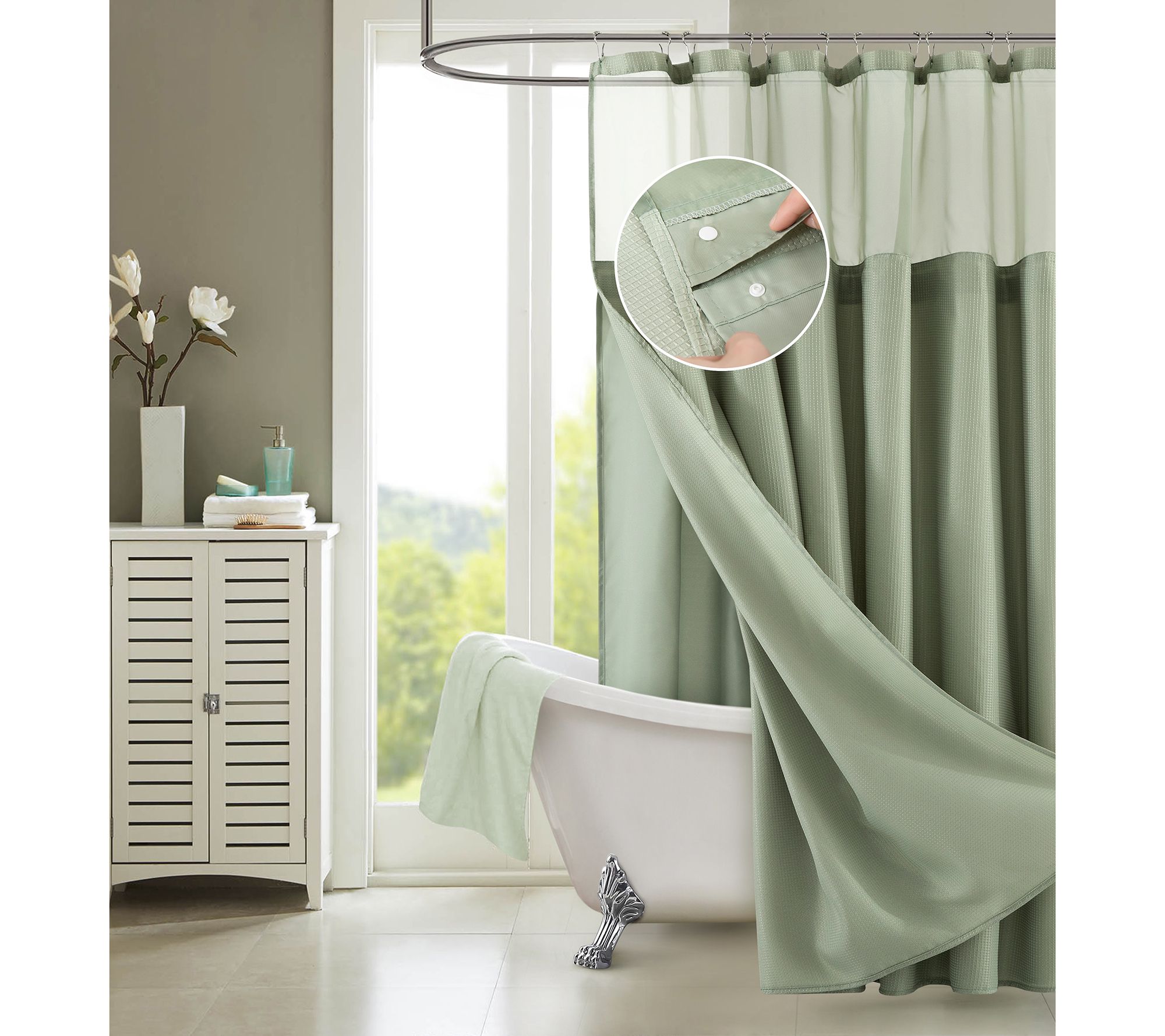 Dainty Home Waffle Shower Curtain with Detachable Liner