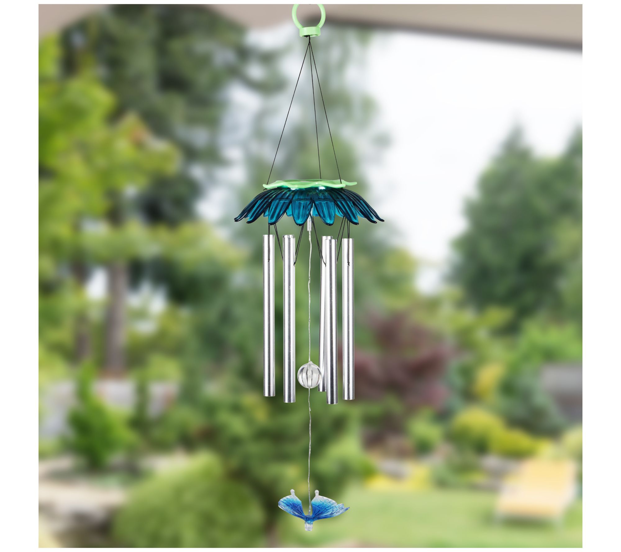 Exhart Solar Blue Flower Wind Chime