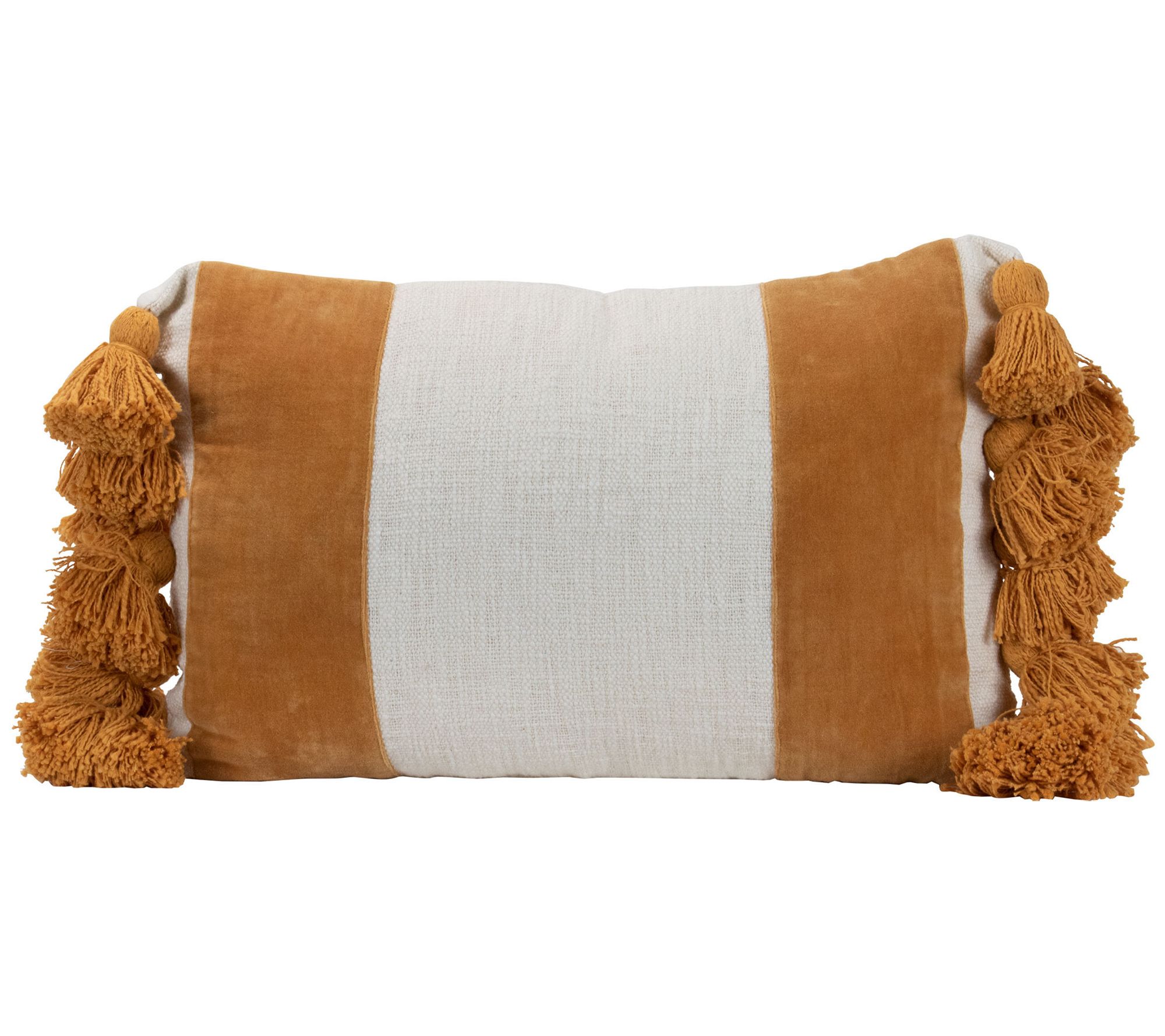 Foreside Home & Garden Brown Striped Hand Woven 18x18 Outdoor Decorative Throw Pillow with Pulled Yarn Bouquets