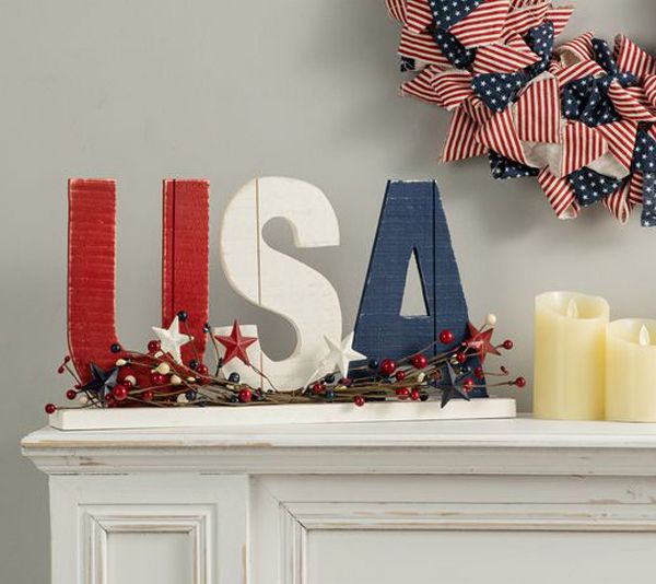 Glitzhome USA All The Way Patriotic Americana Table Decor - QVC.com