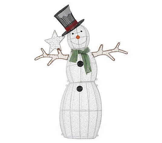 LuxenHome 5'H Snowman Star Lighted Holiday Yard Decoration