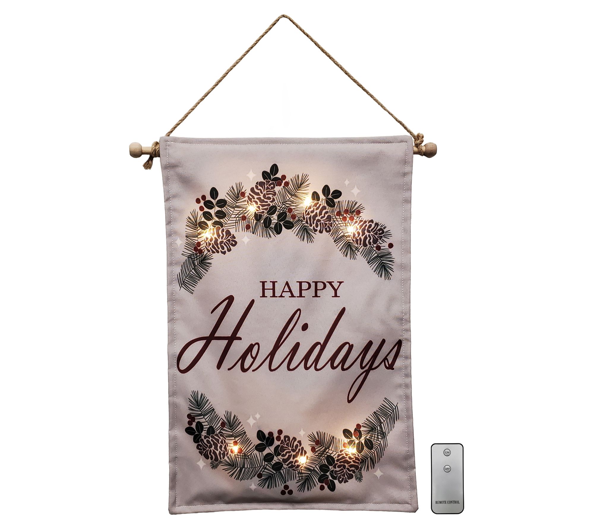 LumaBase Lighted Wall Banner w/Remote Control - Happy Holidays