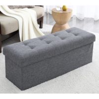 Ornavo Home Foldable Tufted Linen Large Storage Ottoman Bench (43"L x 15"W x 15"H, 4 Colors)