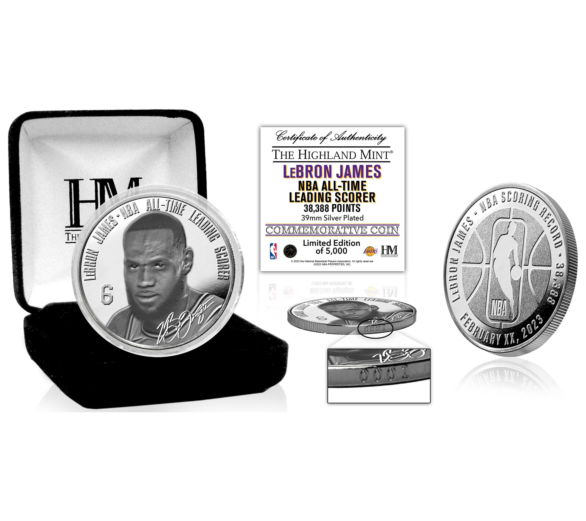 Highland Mint LeBron NBA Leading Scorer Silver-Plated Coin