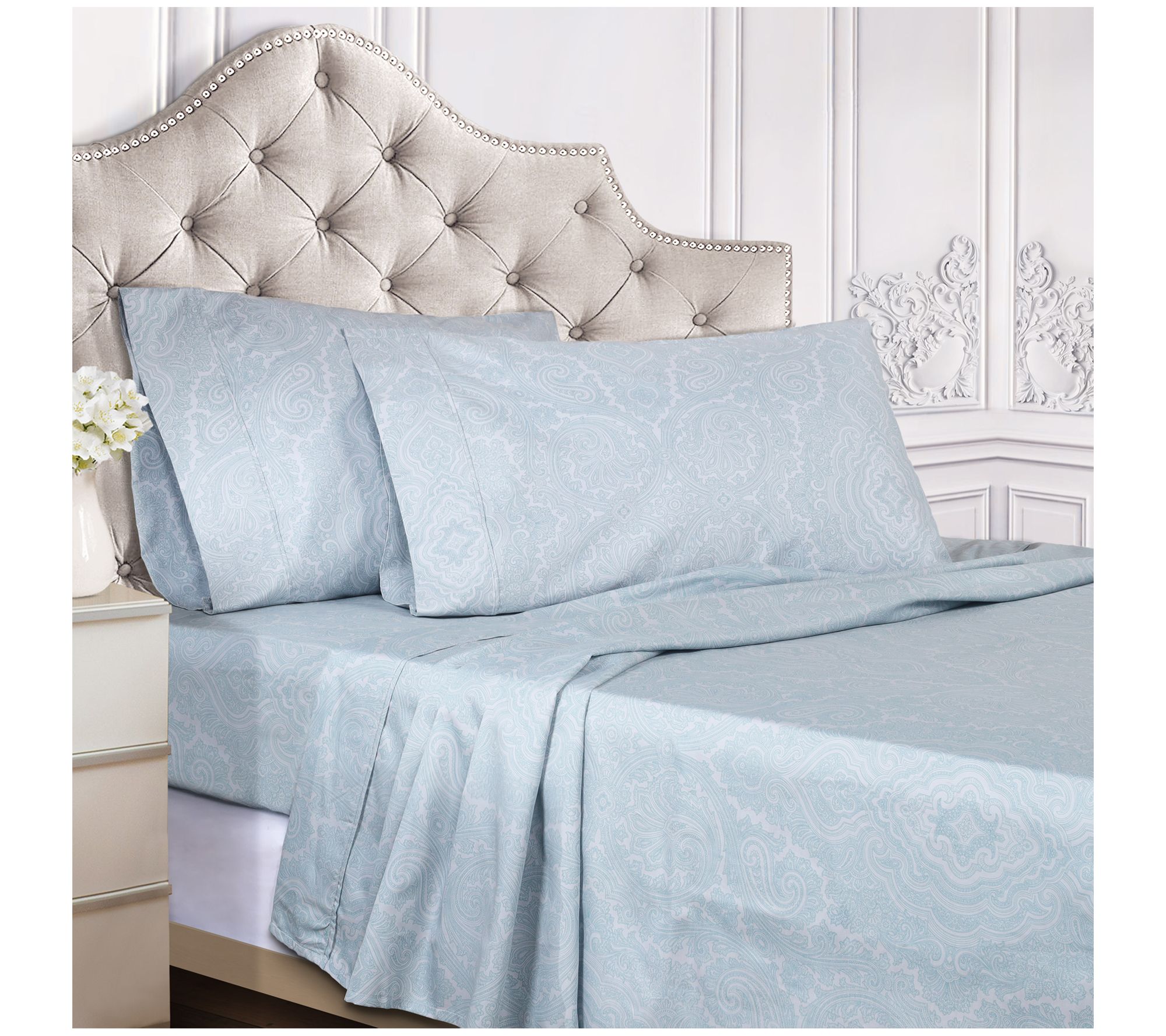 Superior Italian Paisley Cotton Blend Duvet Set, King/Cal.Kin