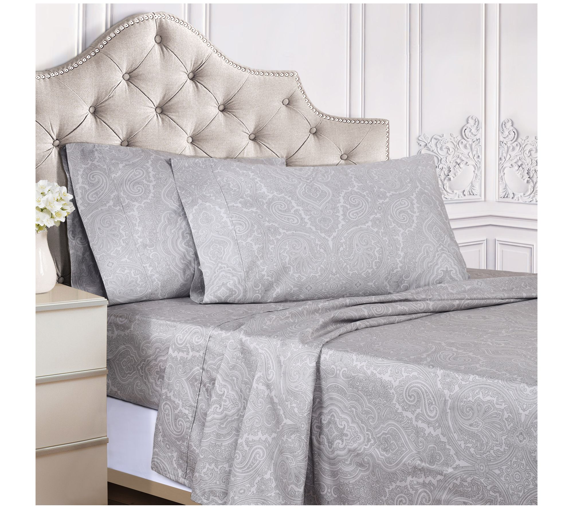 Superior Italian Paisley Cotton Blend Duvet Set, King/Cal.Kin