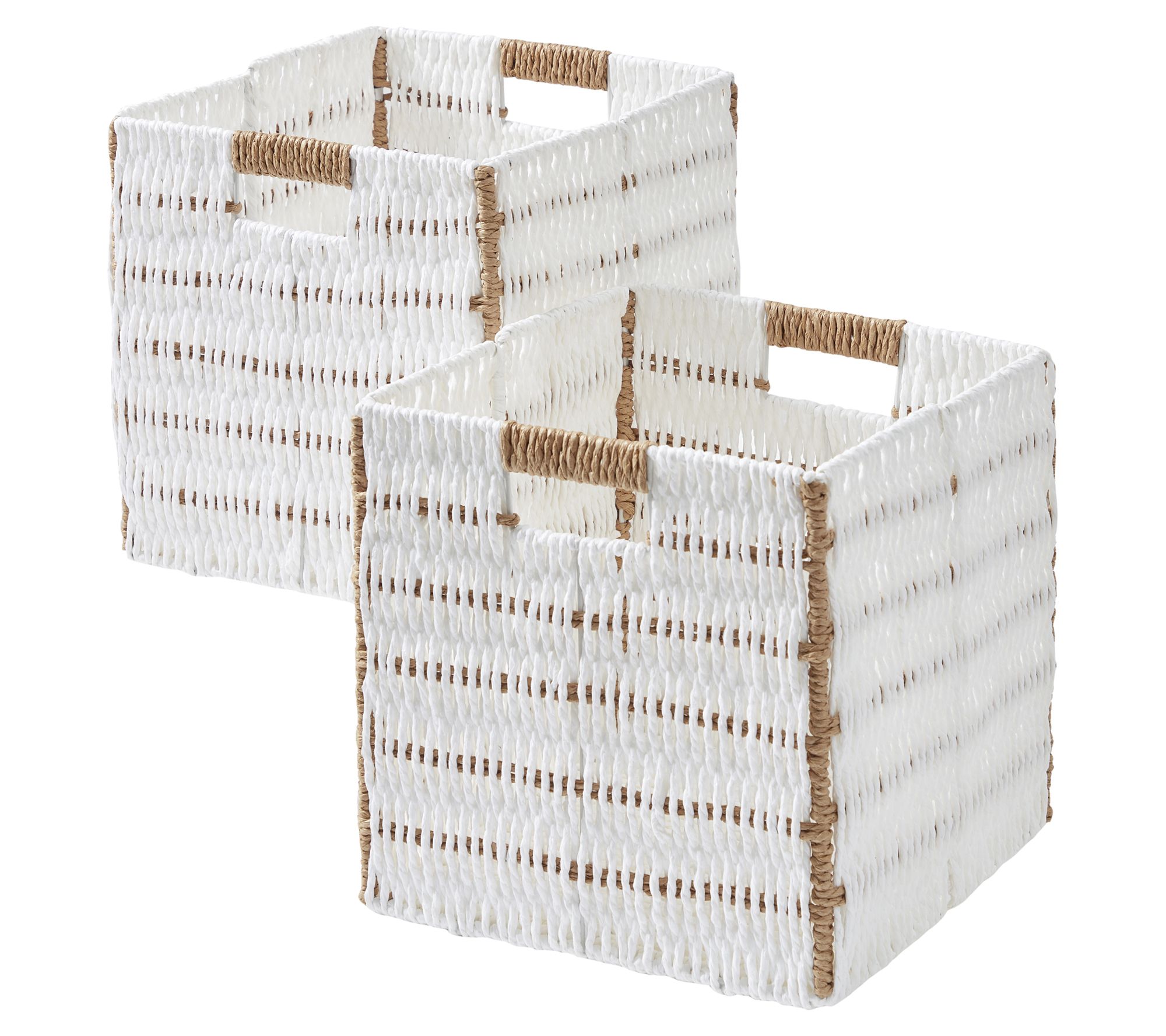 Ornavo Home 2 Pack Wicker Storage Basket Cube Bin with Handles