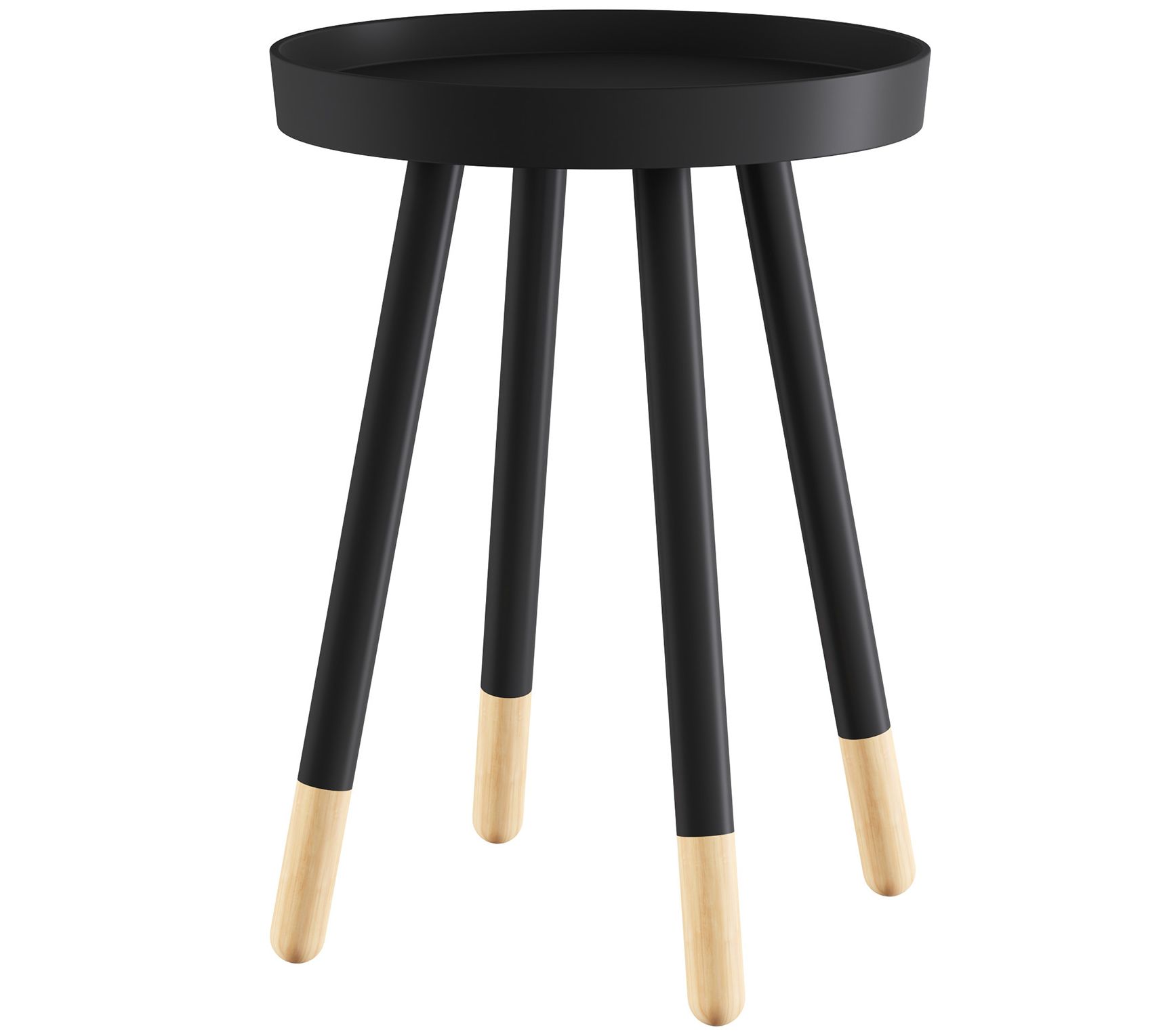 Lavish Home Round End Table Mid-Century Stand with Tray Top