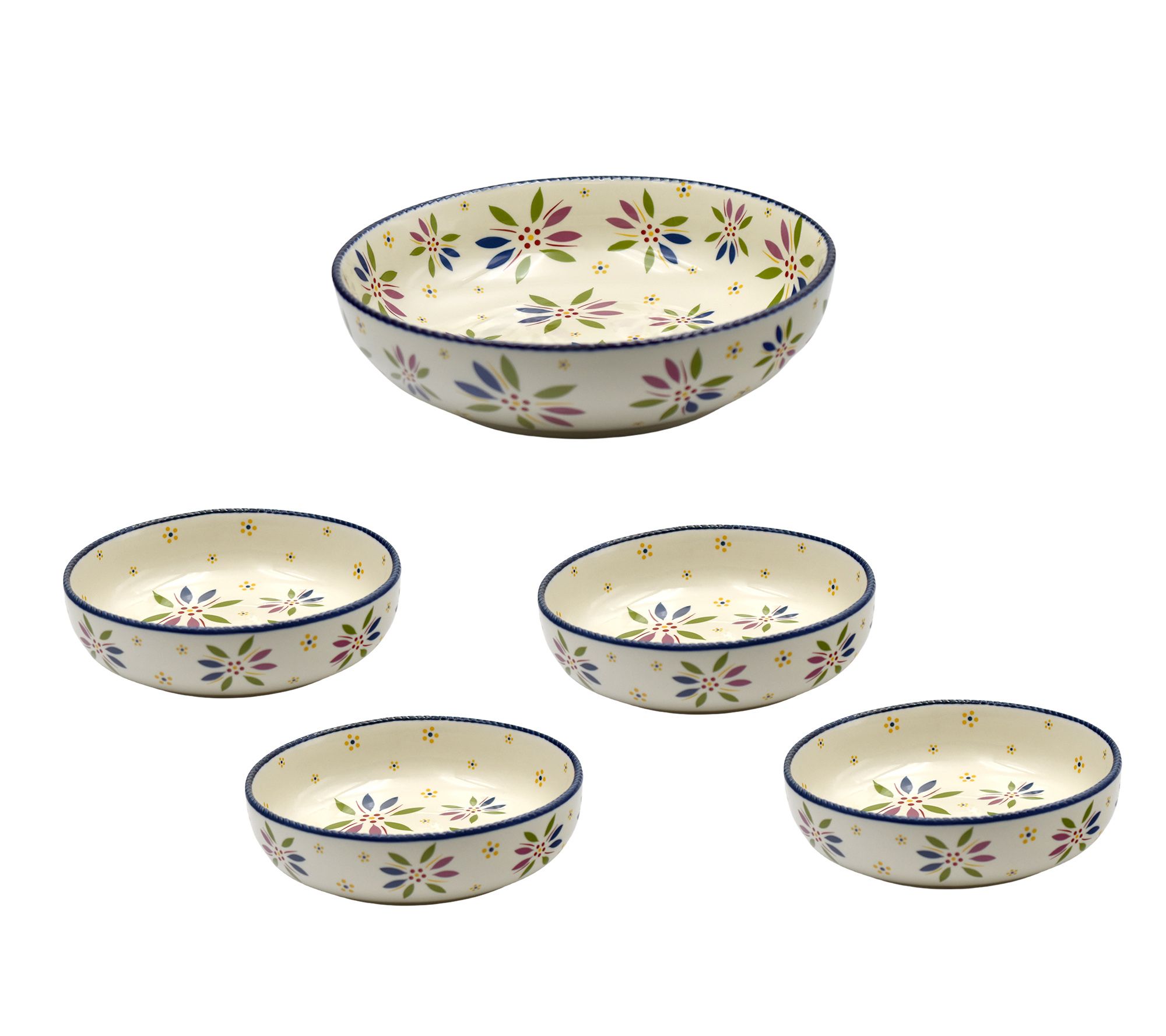 Temp-tations Old World 3.5qt Serving Bowl & (4) 32oz Pasta Bowls