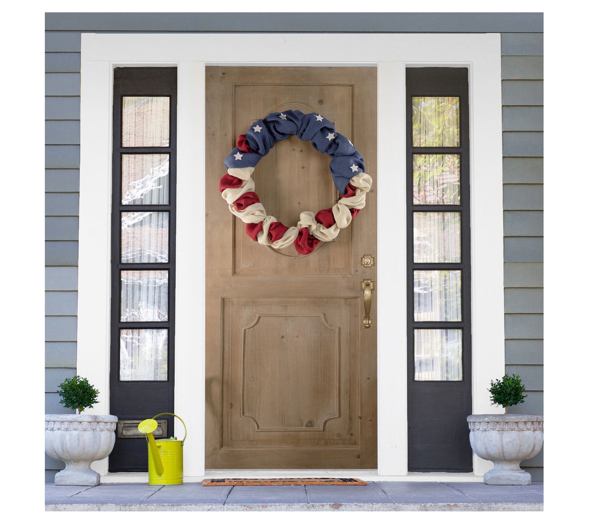 Americana Stars and Stripes Burlap Patriotic Wreath  20-Inch