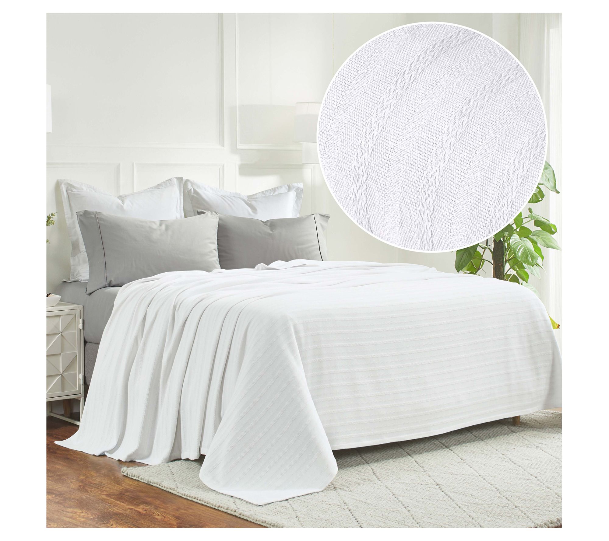 Superior Clara Cotton Textured Striped Woven Blanket, King