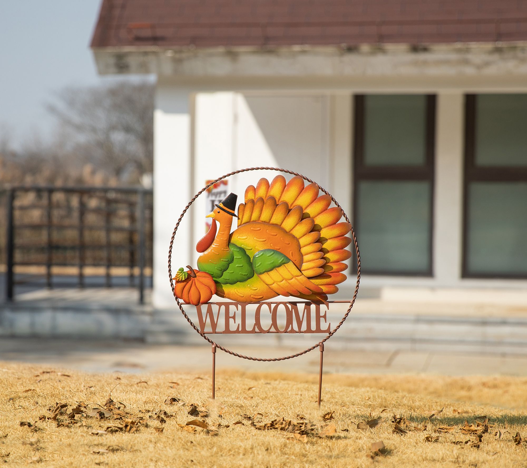 Glitzhome 30"H Thanksgiving "WELCOME" Turkey Garden Stake