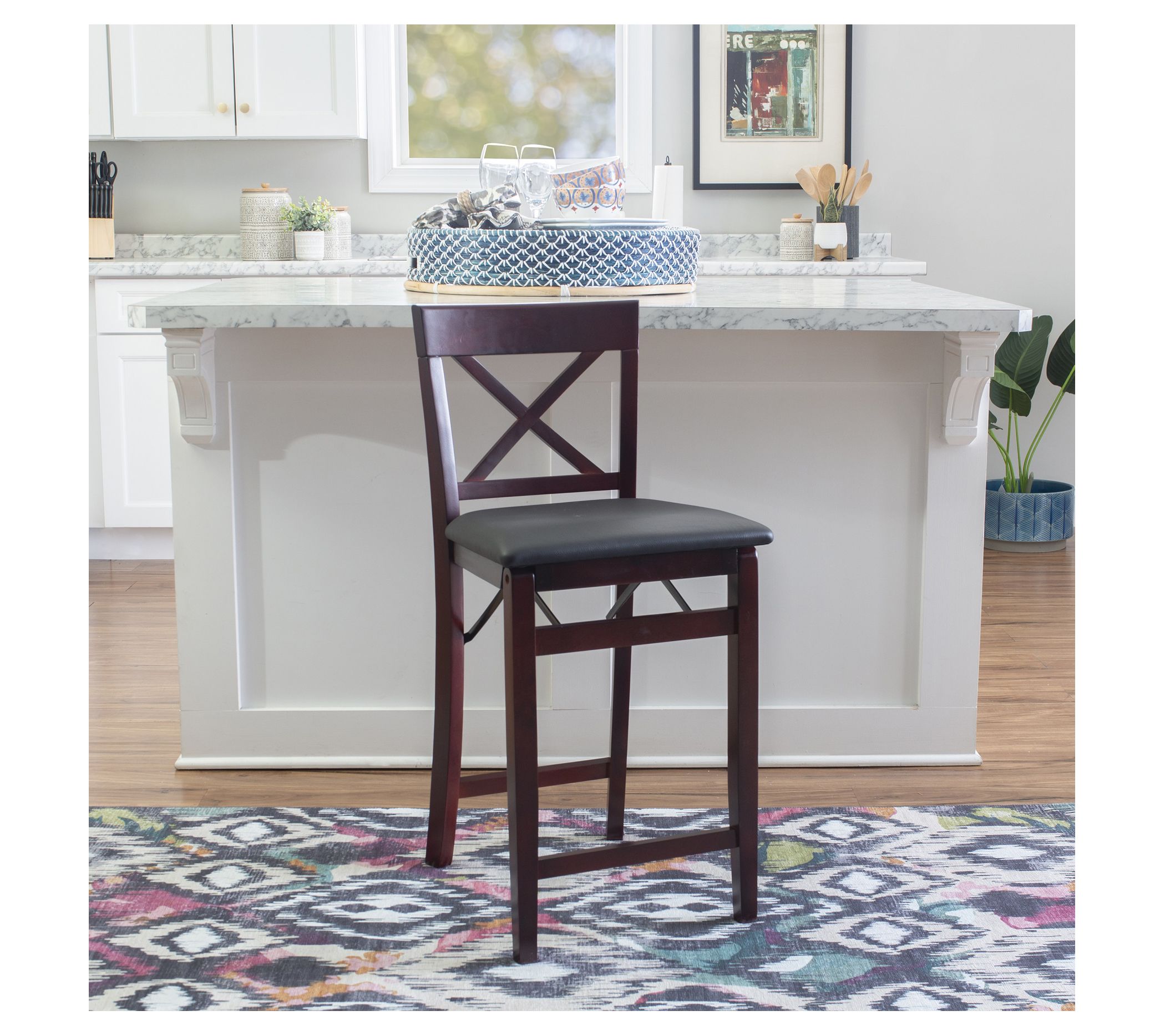 Linon Home 37"H Ezra X Back Folding Counter Stool