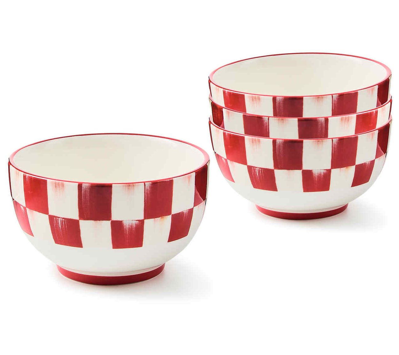 MacKenzie- Childs Set of 4 Cherry Check Bowls