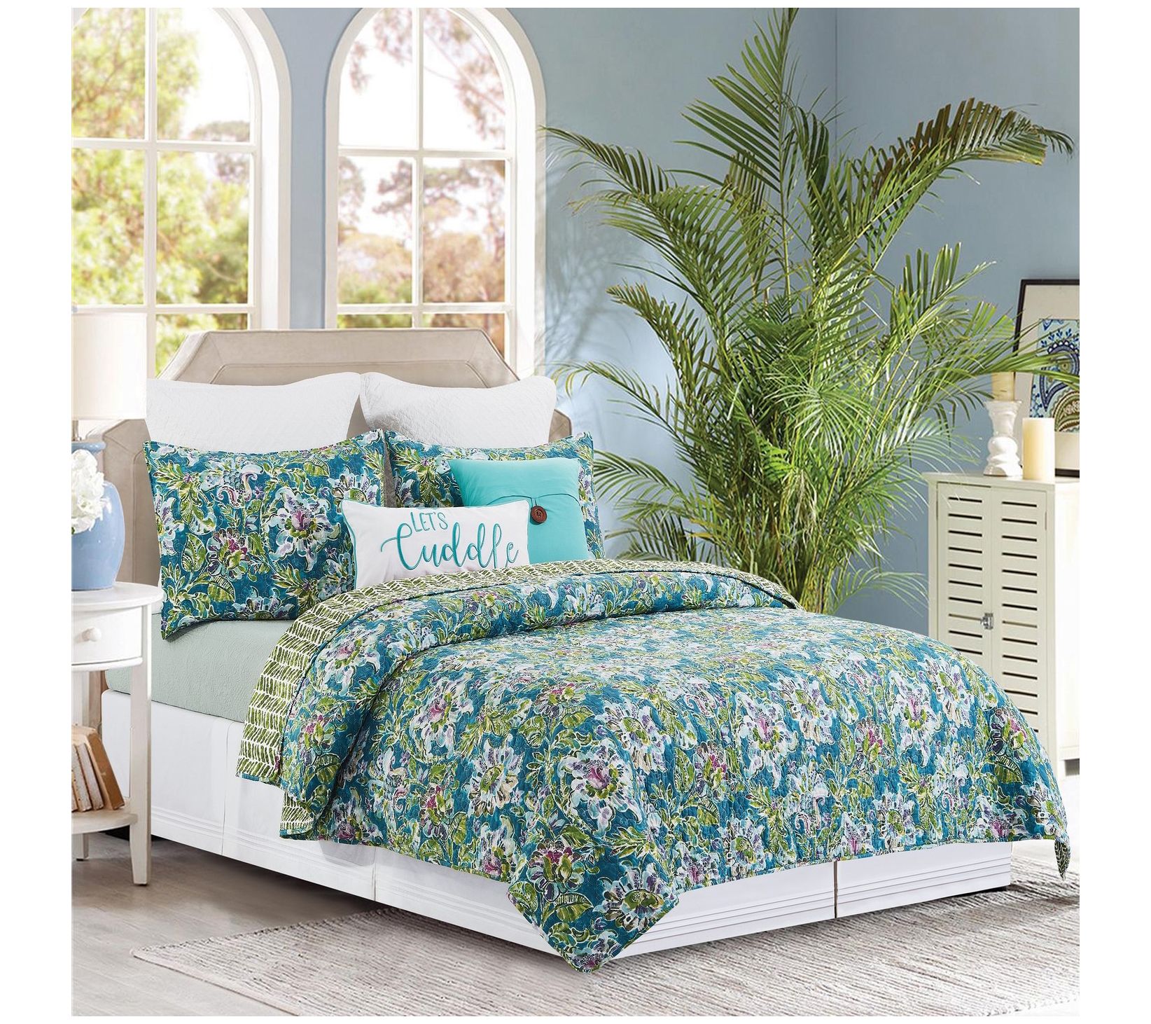 Violet Blue & Green Reversible Full/Queen Set by Valerie