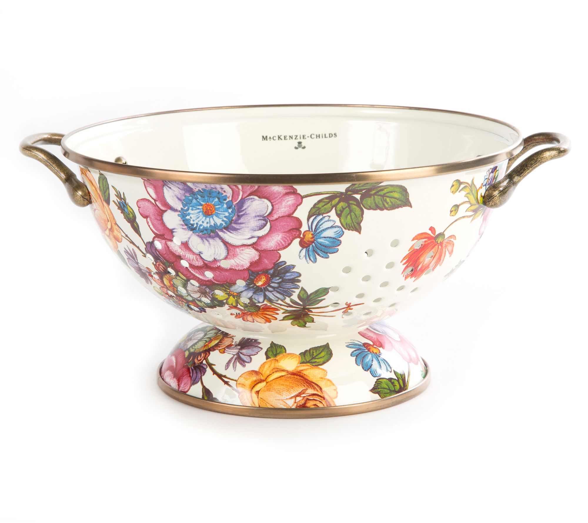 MacKenzie-Childs White Flower Market Large Colander