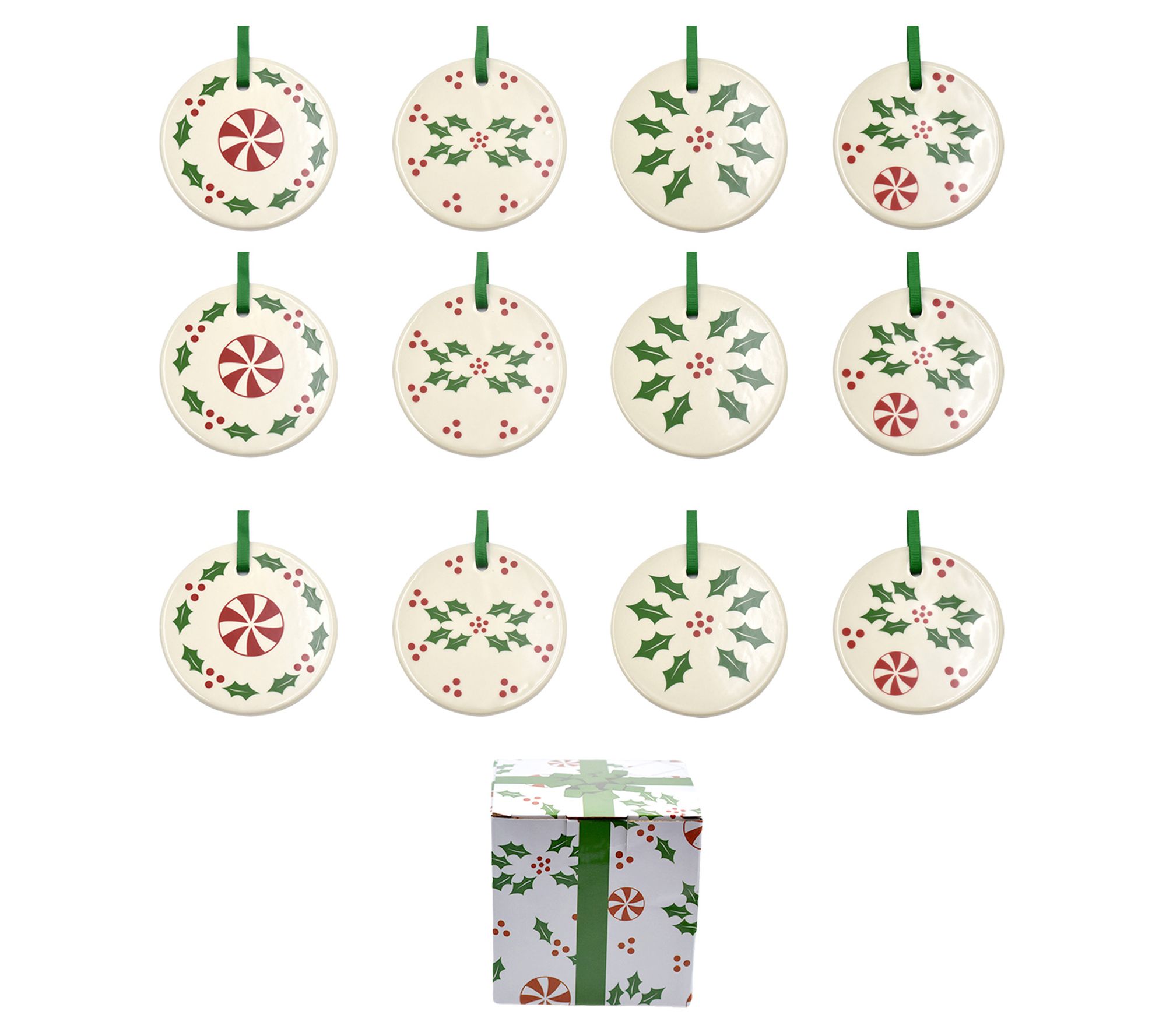 "As Is" Temp-tations Set of 12 4" Ceramic Ornaments