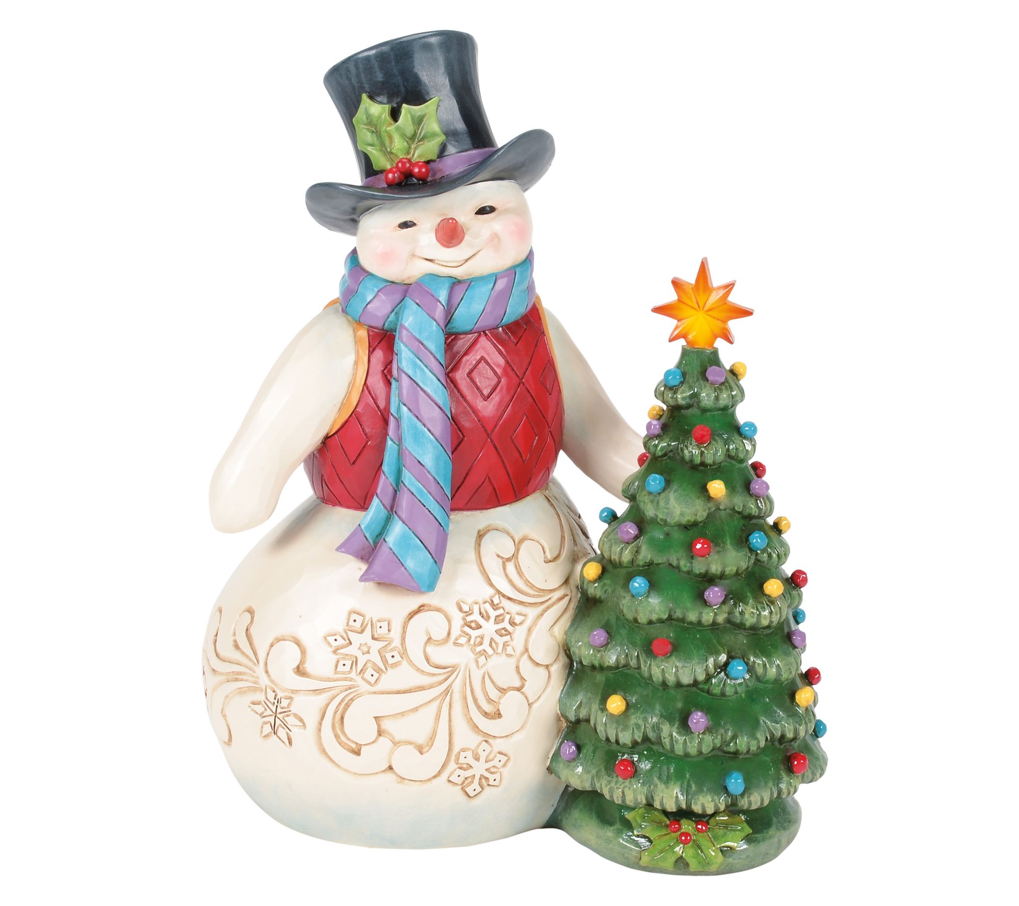 Jim Shore Heartwood Creek Snowman with VintageLED Tree 8.5in