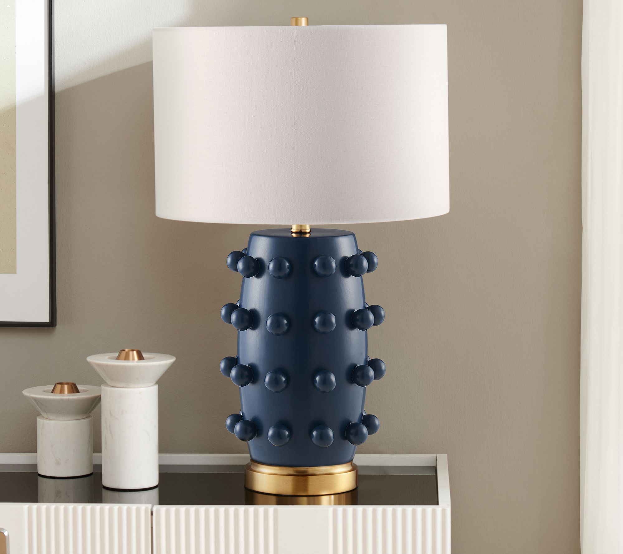 Hudson&Canal Farrington Ceramic Table Lamp withFabric Shade