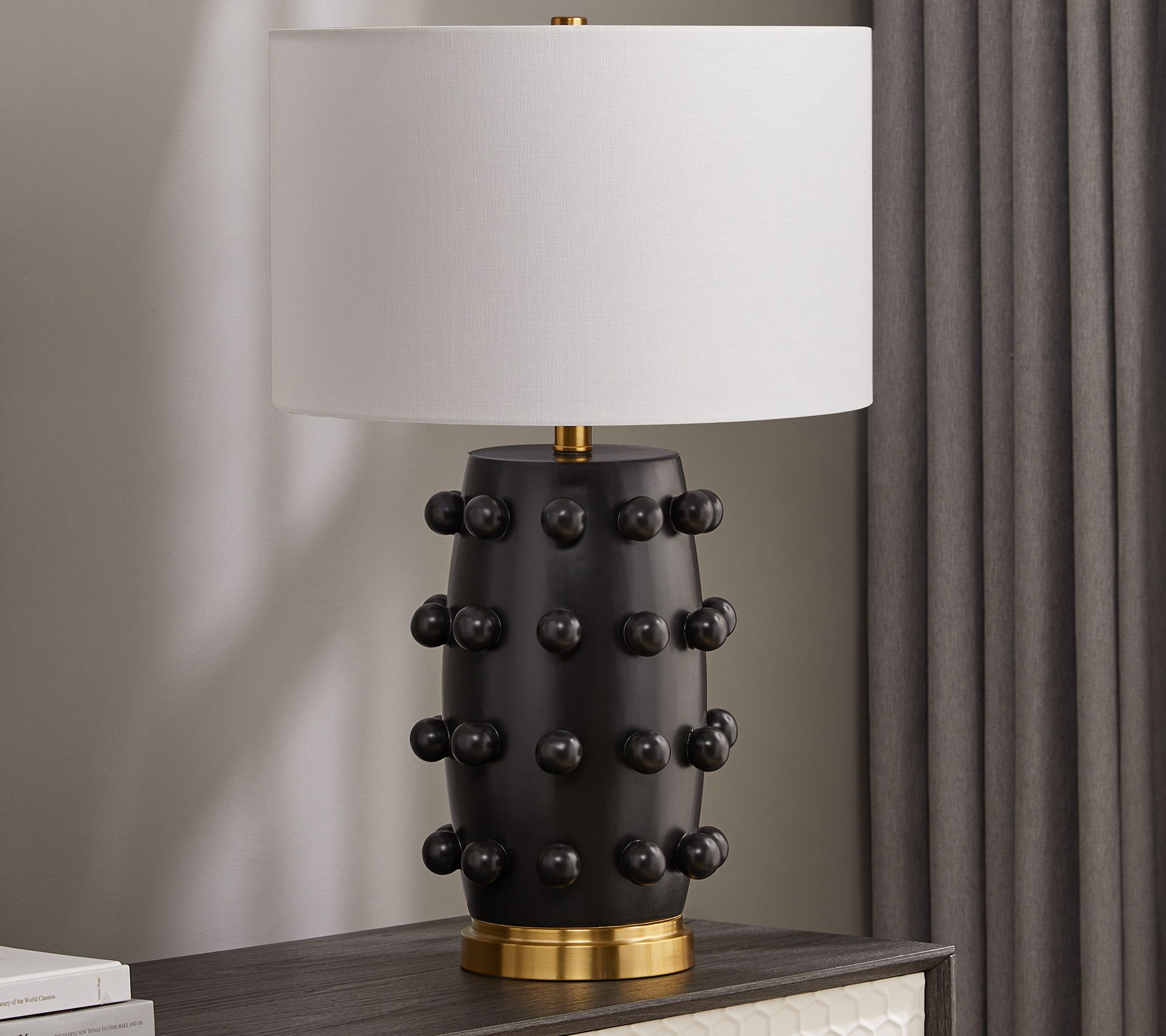 Hudson&Canal Farrington Ceramic Table Lamp withFabric Shade