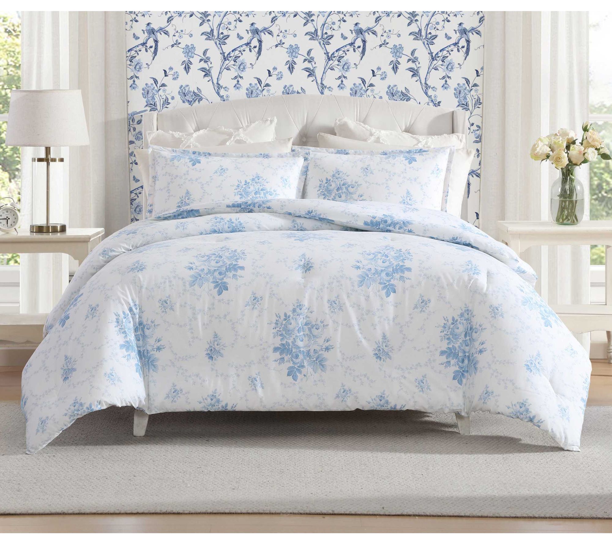 Laura Ashley Sophia Blue Cotton Twin Duvet Cover Set