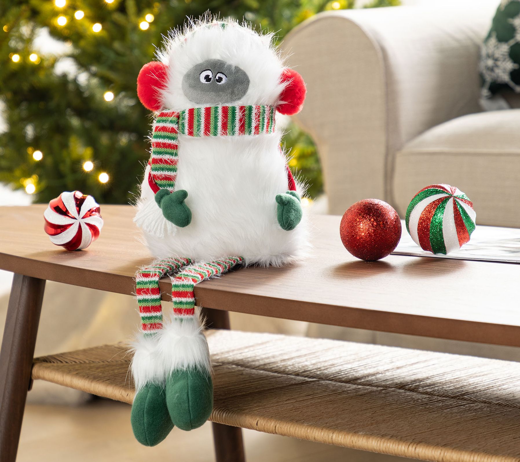 Glitzhome 21"H Christmas Fabric Yeti Shelf Sitter