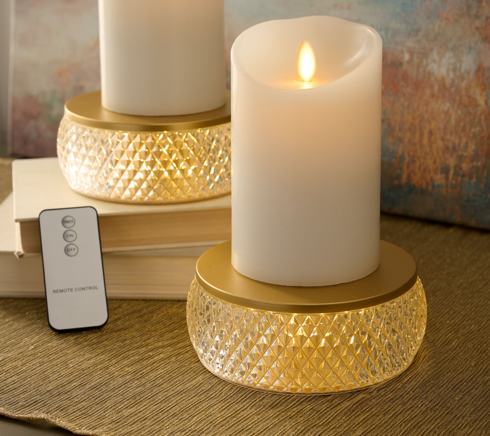 "As Is" Set of 2 Illuminated Faceted Risers by Kim Gravel