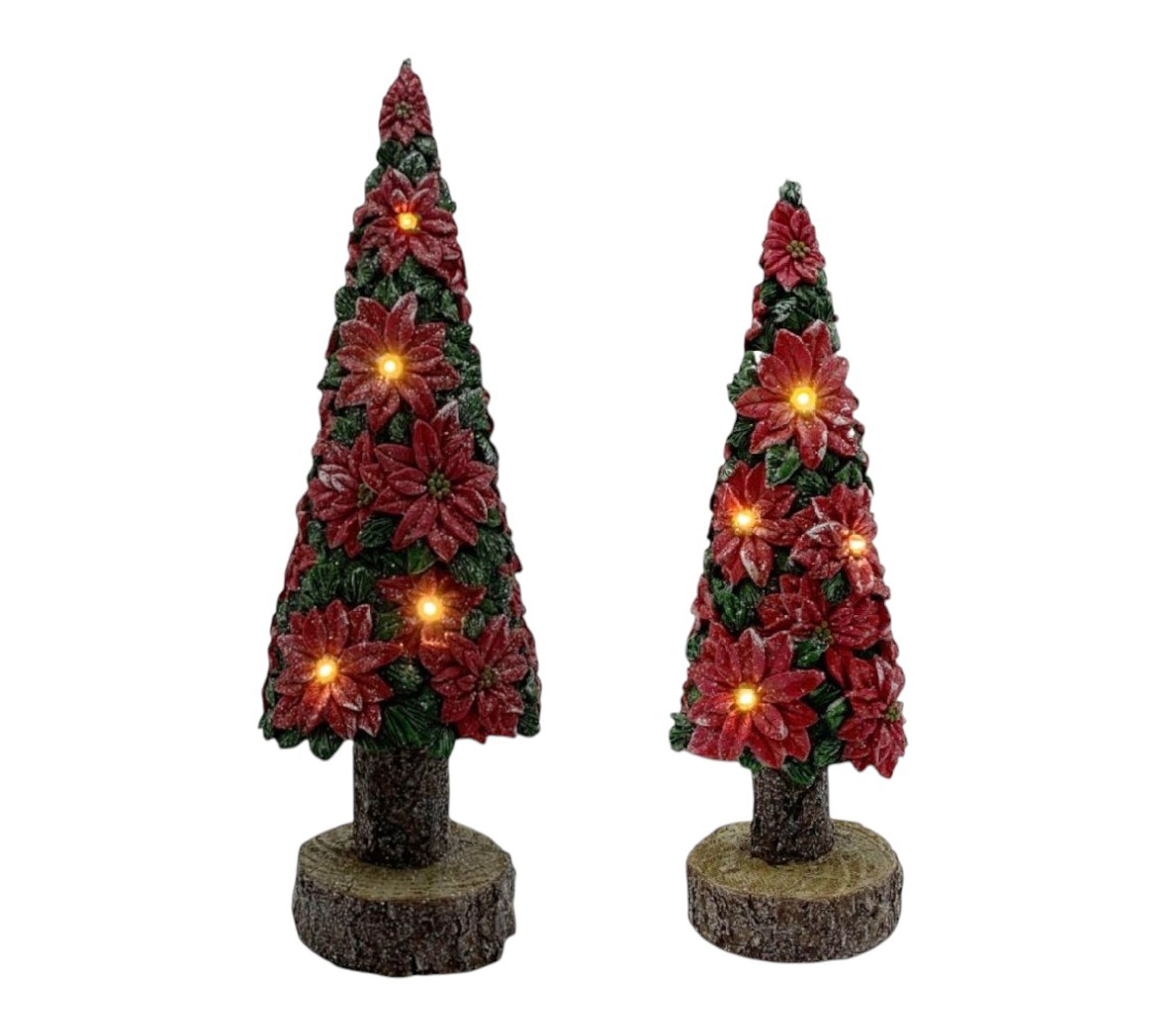 RC Home Decor Set of 2 Light-Up Poinsettia Chri stmas Trees
